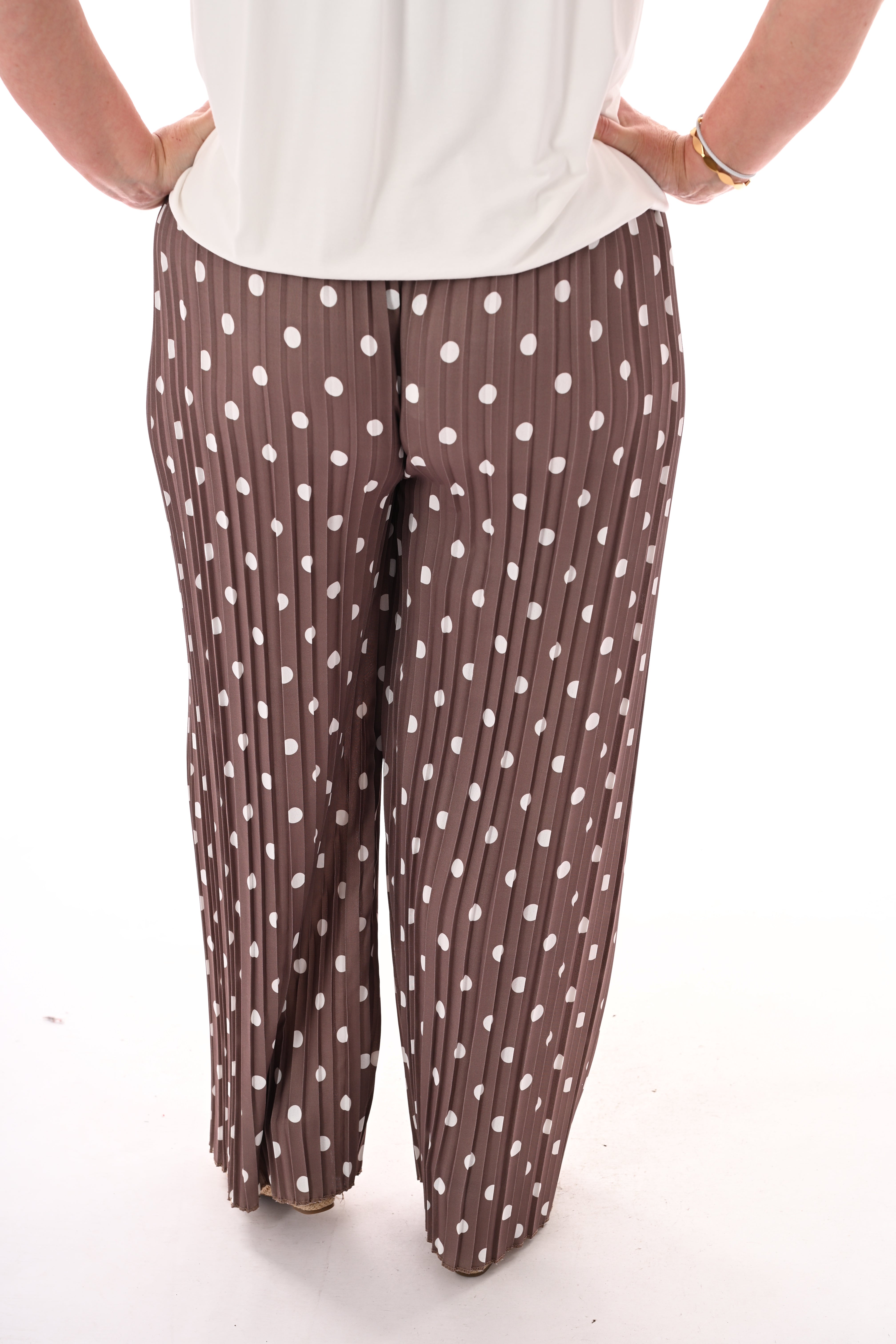 Dots plisse broek taupe