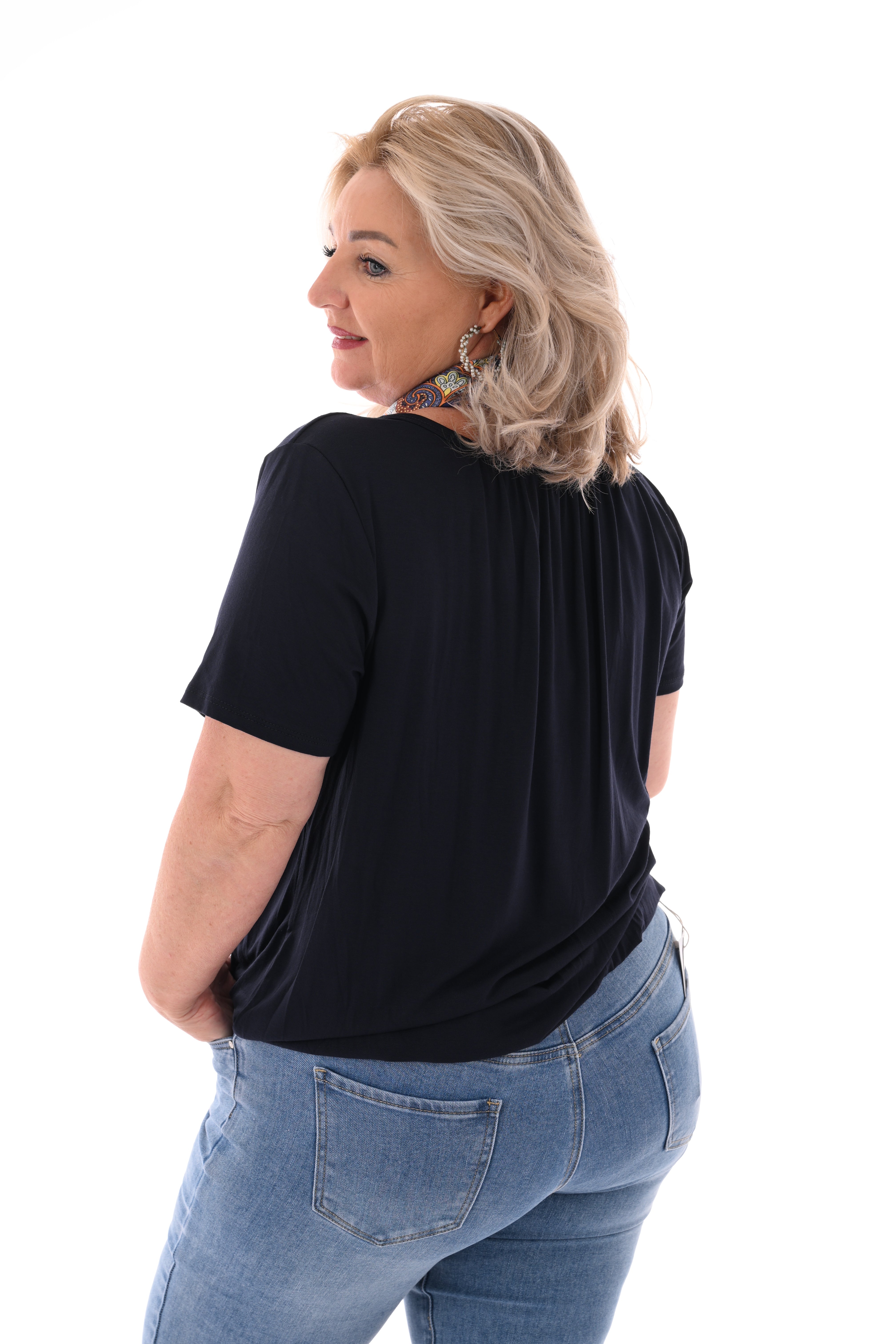 Basic top uni marineblauw
