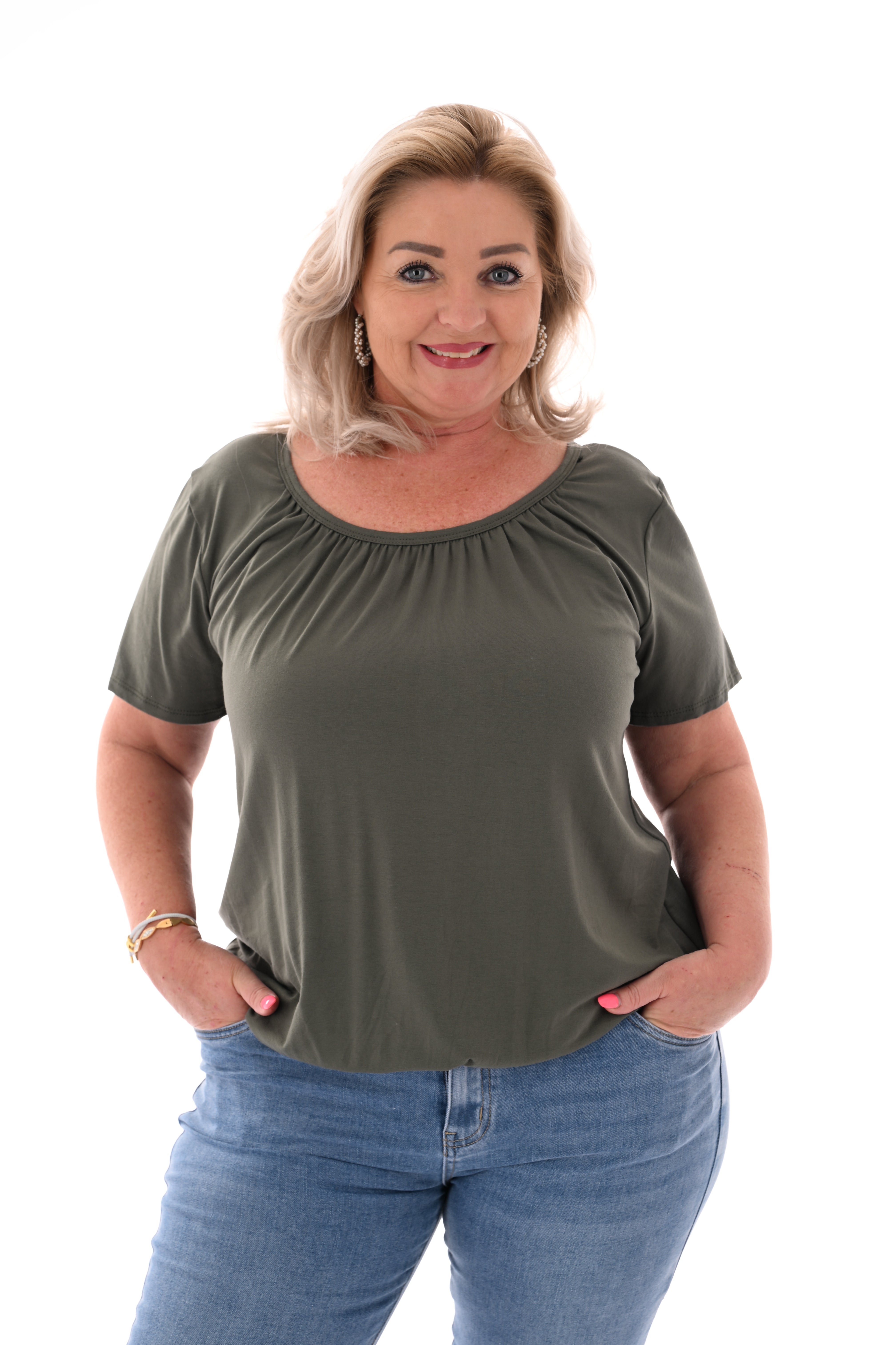 Basic top uni legergroen