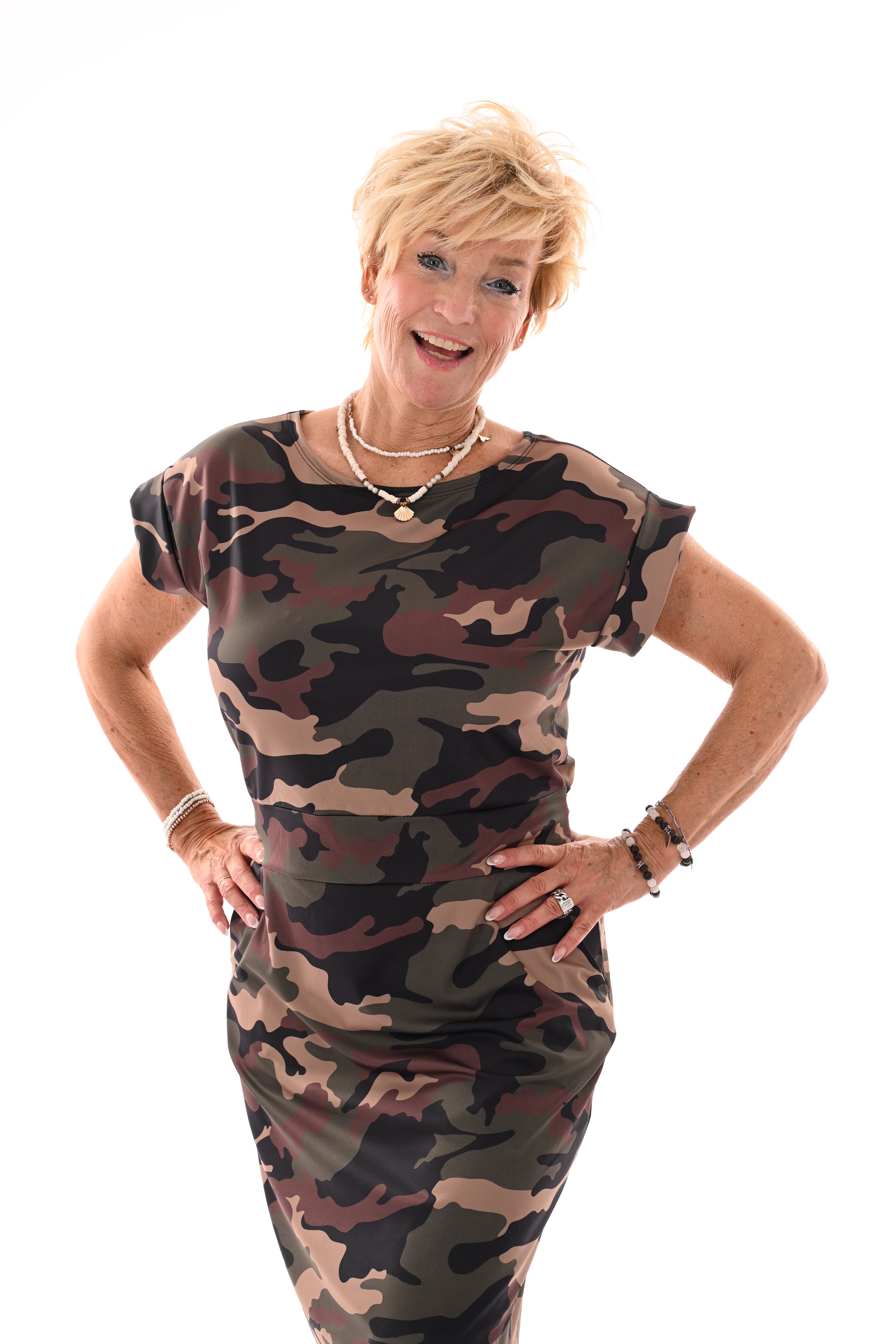 Travel army jurk met strik legergroen