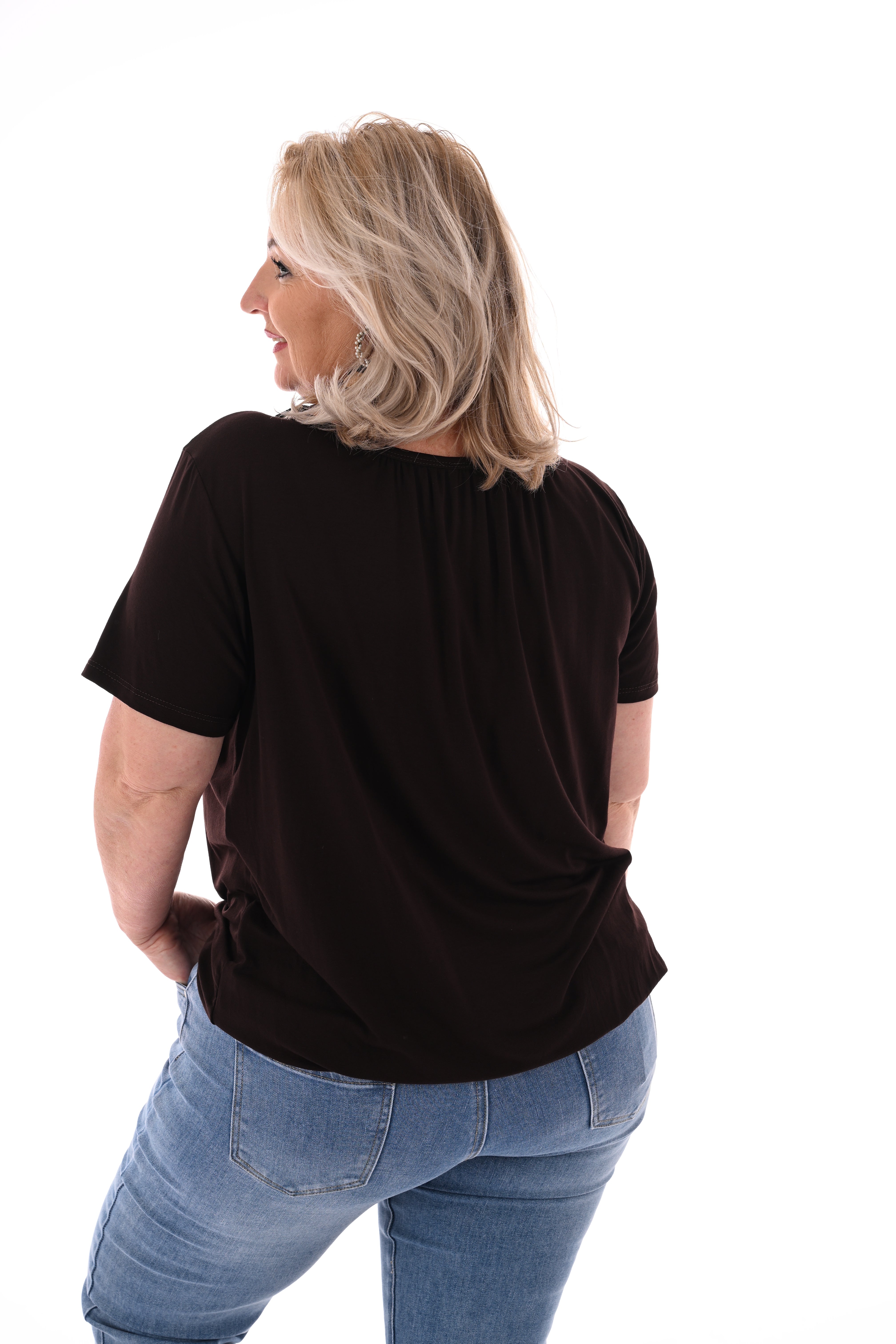 Basic top uni donkerbruin