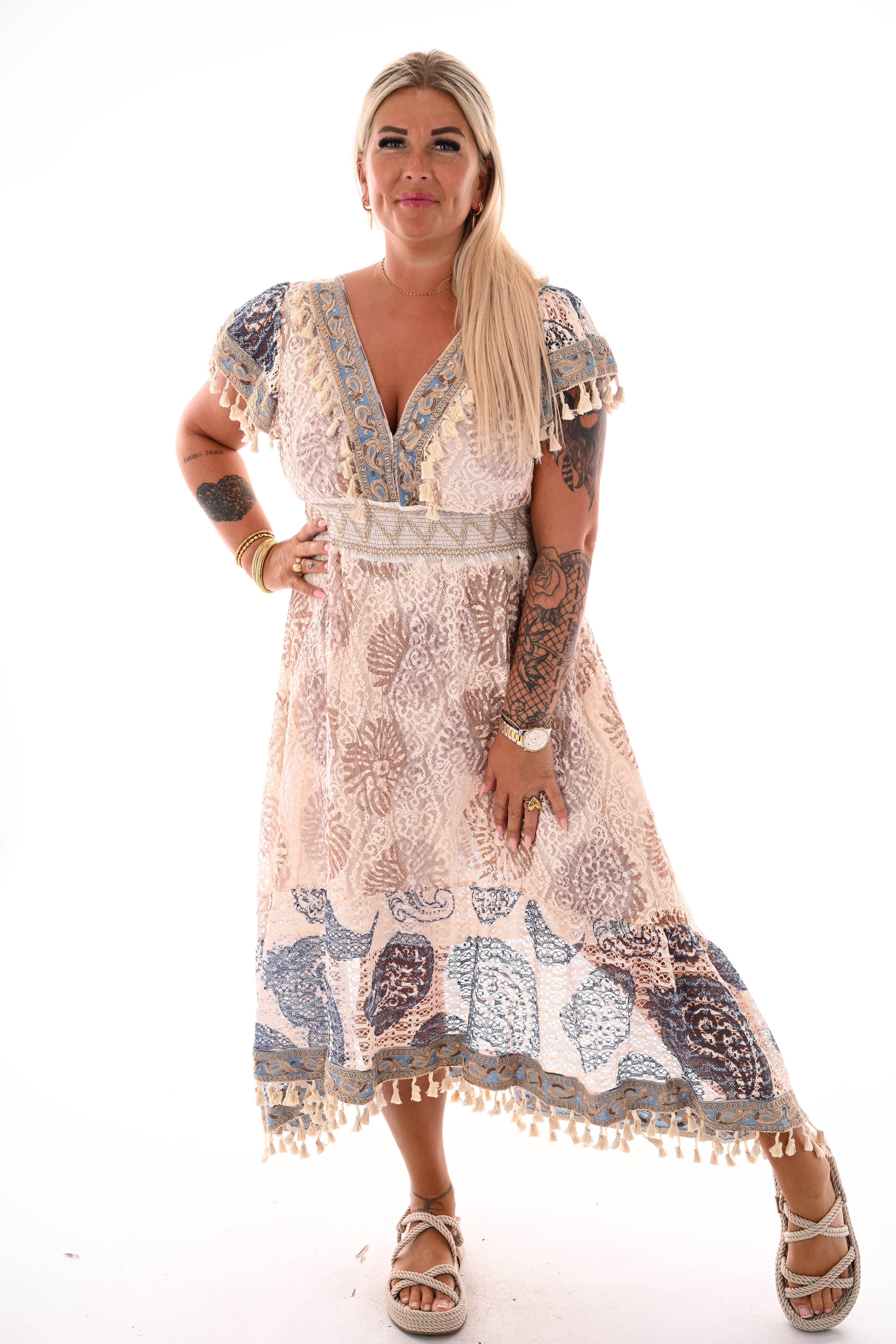 Ibiza jurk paisley beige