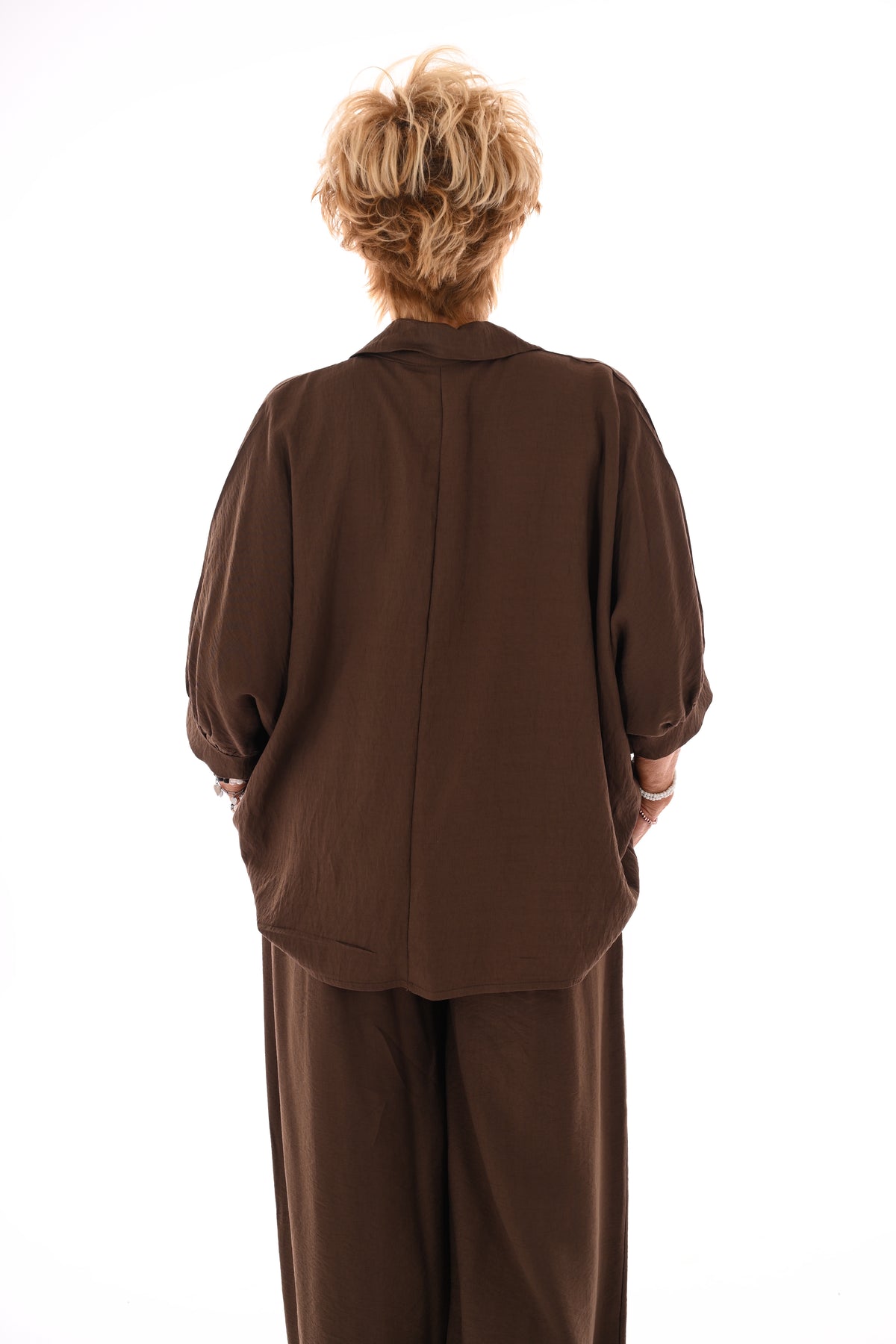 Tweedelig set vleermuis top bruin