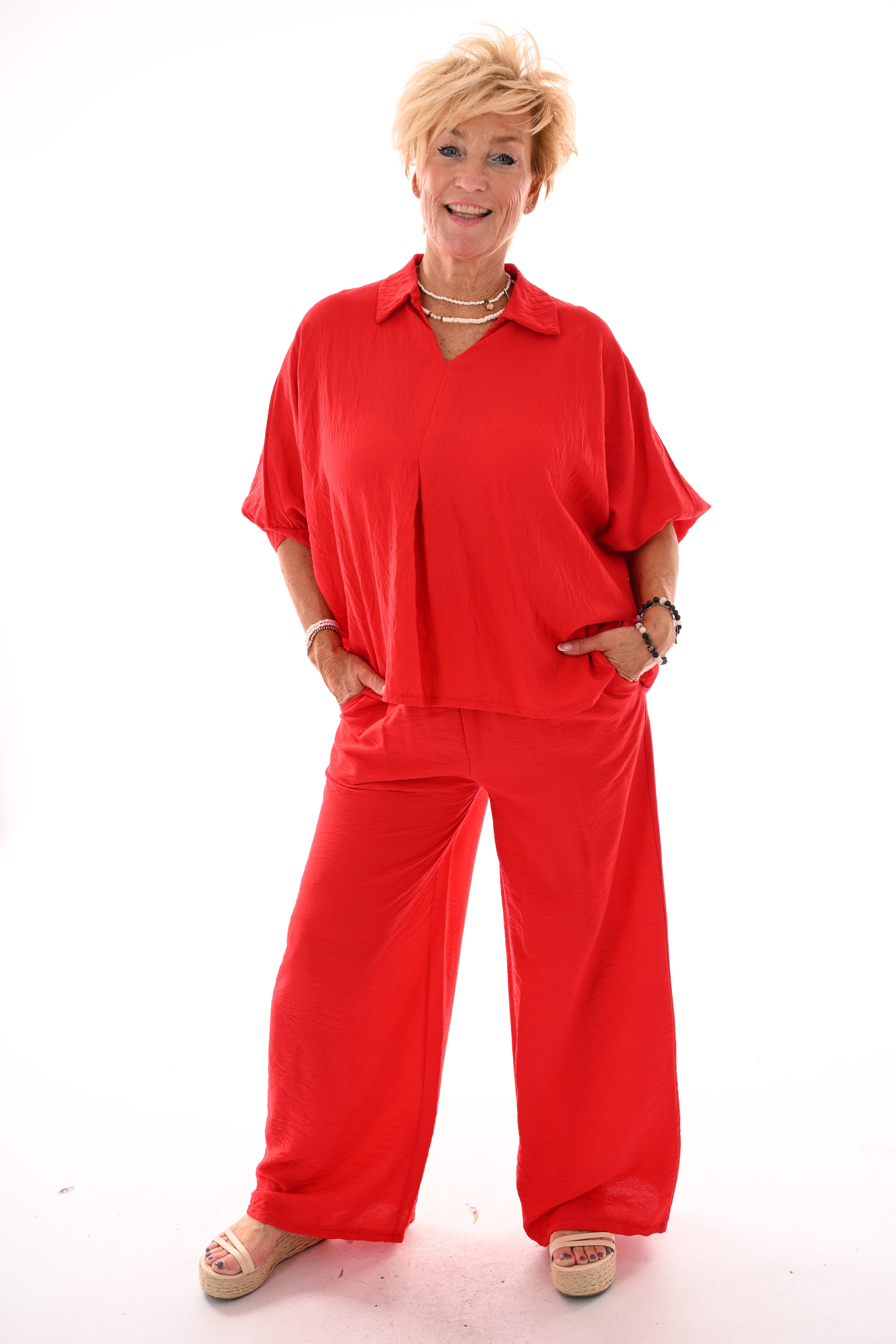 Tweedelig set vleermuis top rood