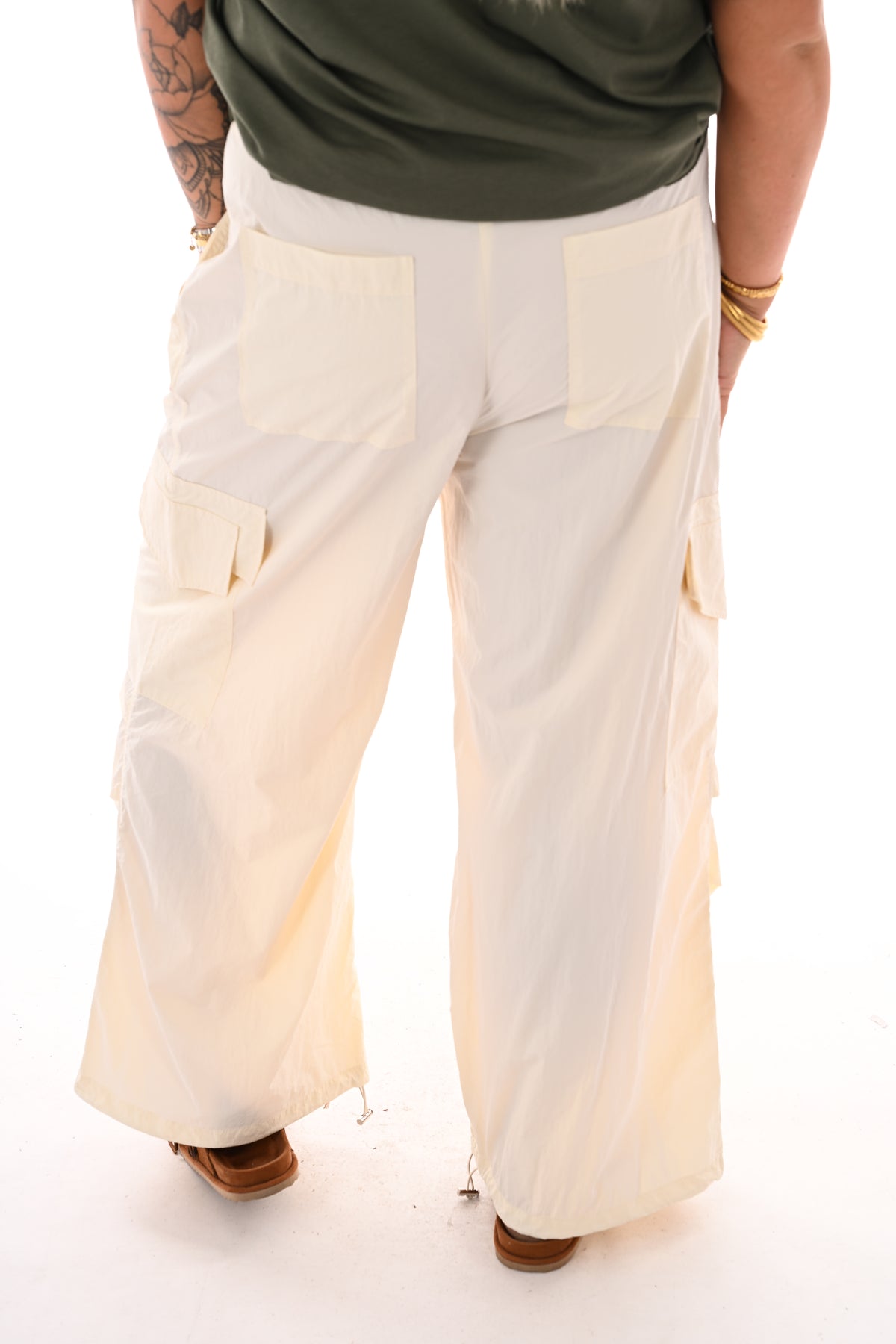Cargo parachute broek creme