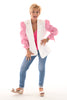 Blazer met gestreepte mouwen roomwit/fuchsia