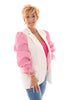 Blazer met gestreepte mouwen roomwit/fuchsia