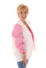 Blazer met gestreepte mouwen roomwit/fuchsia