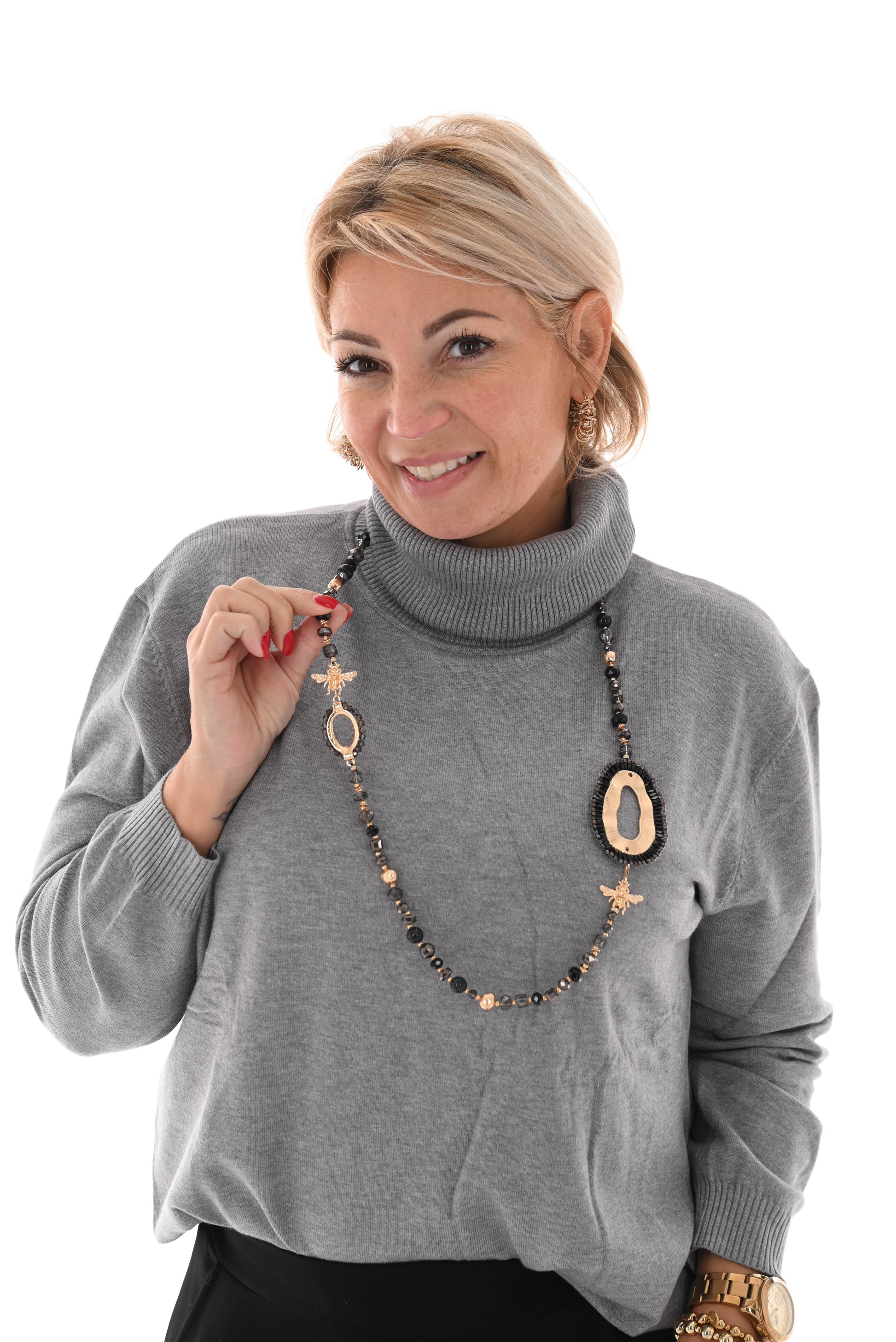 Ketting met ovaal detail zwart