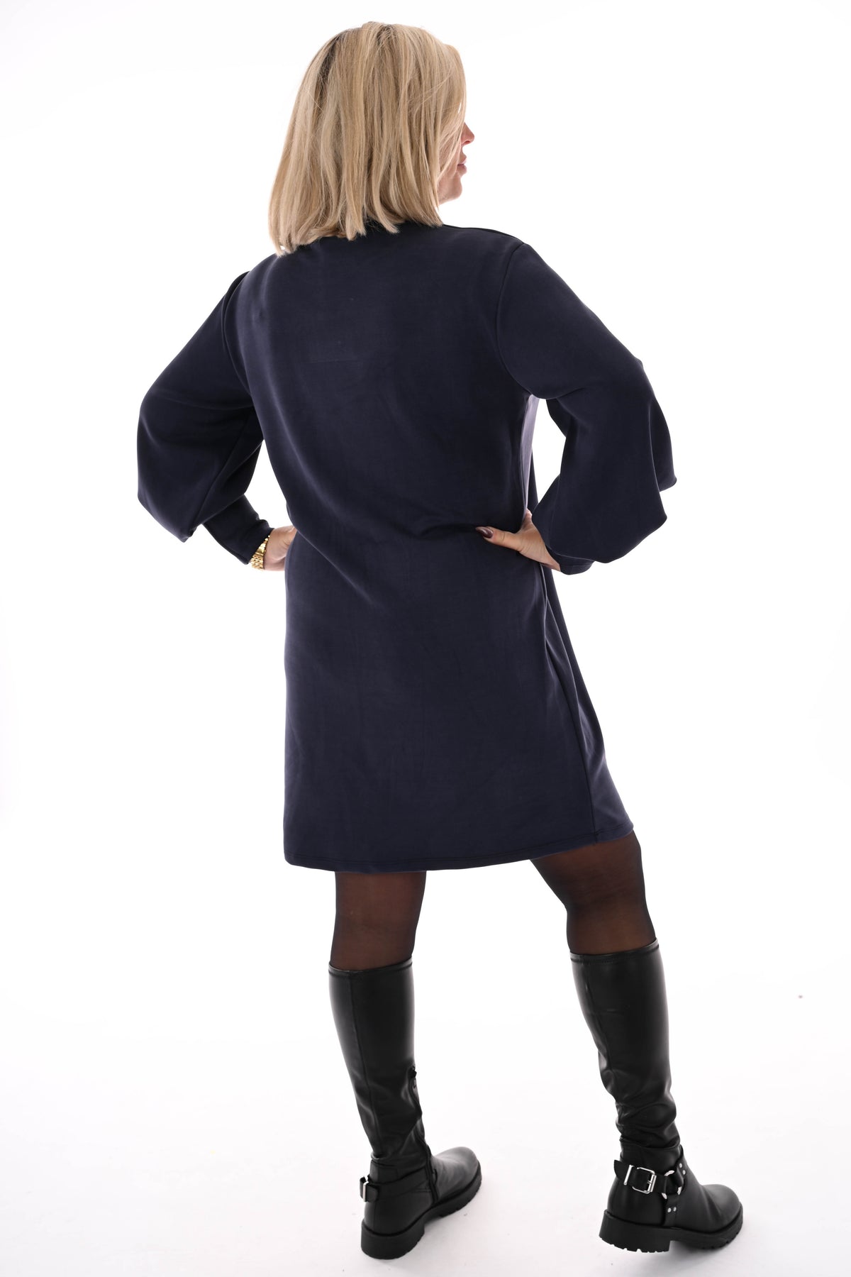 Tuniek met strass pofmouwen marineblauw