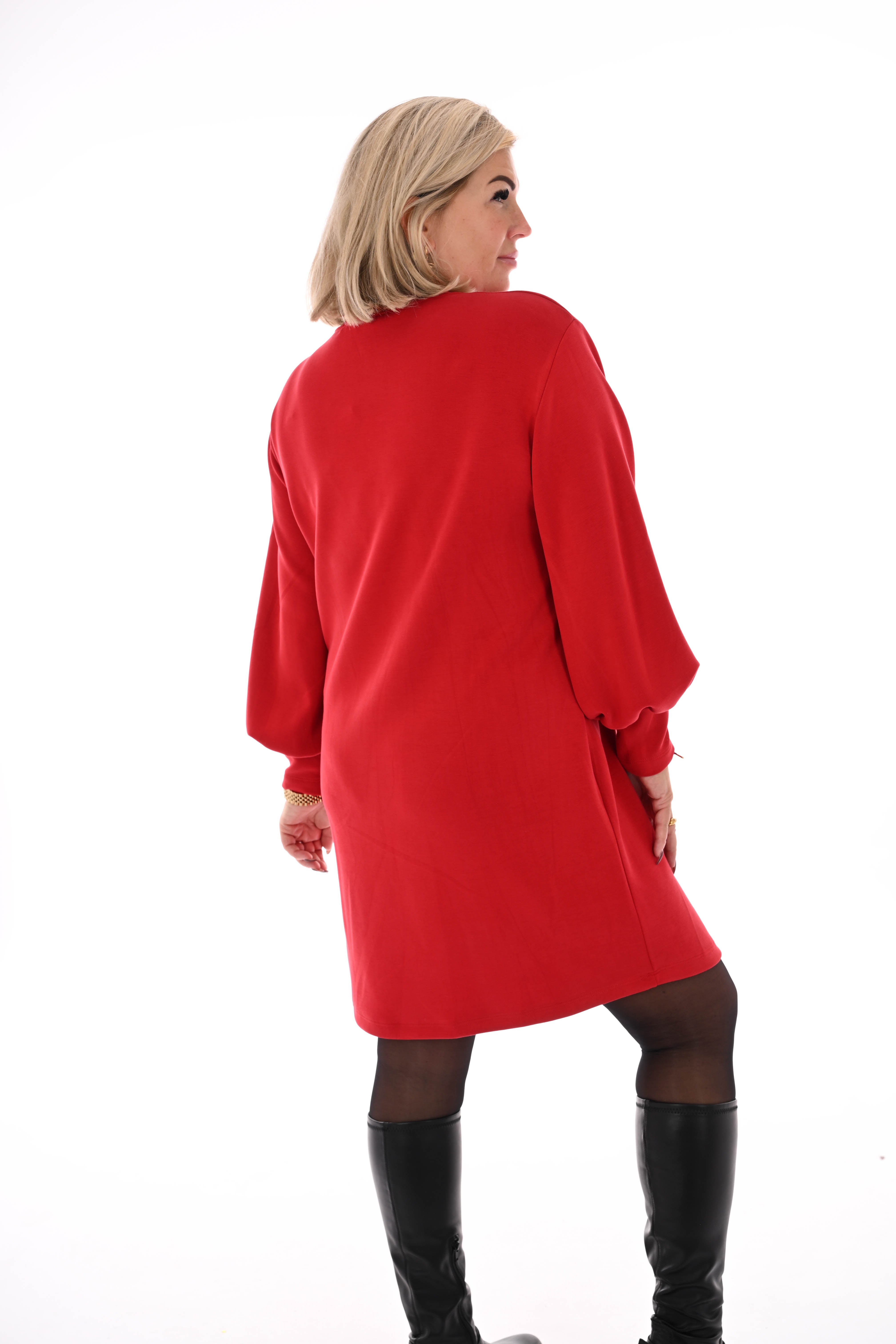 Tuniek met strass pofmouwen rood