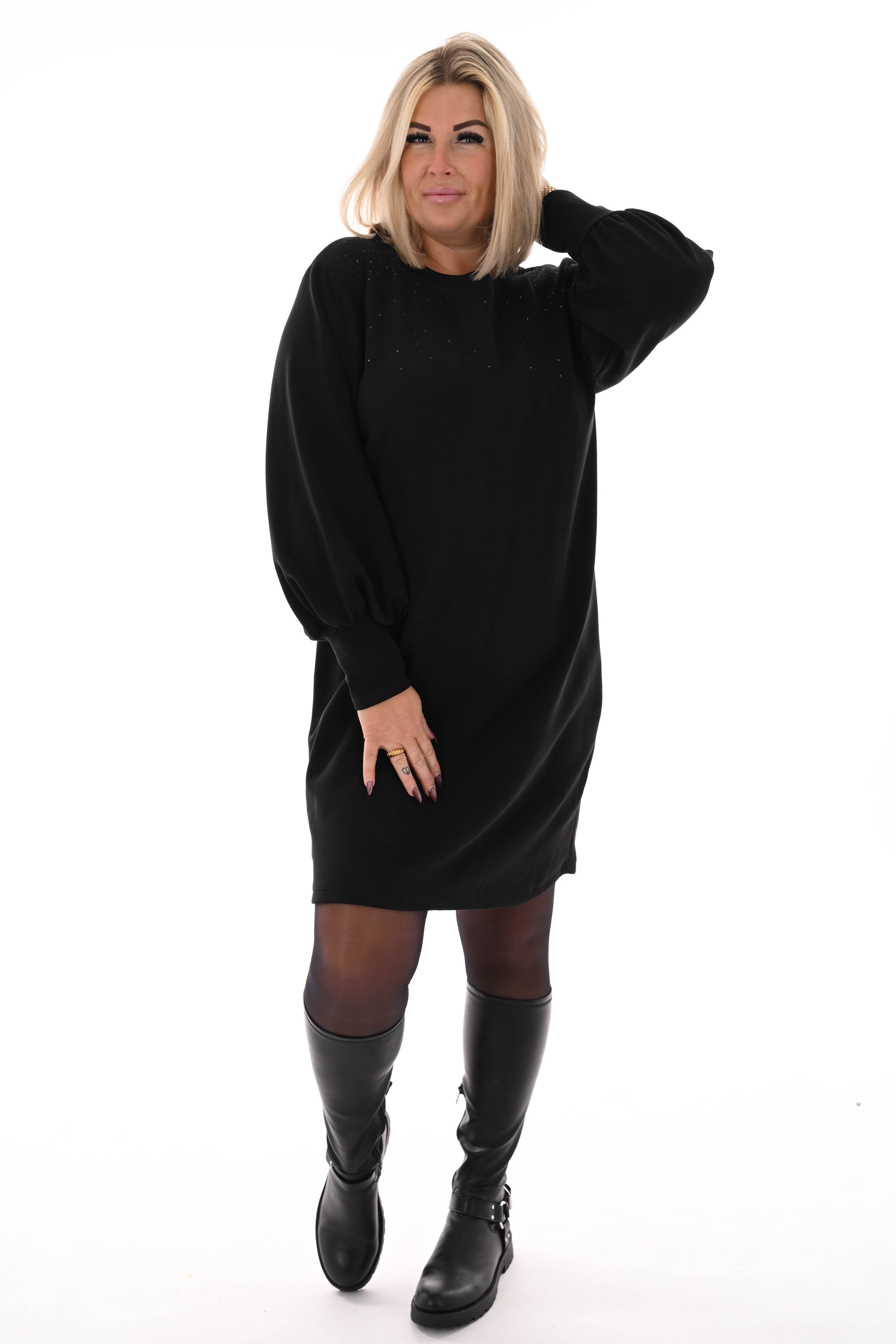 Tuniek met strass pofmouwen zwart