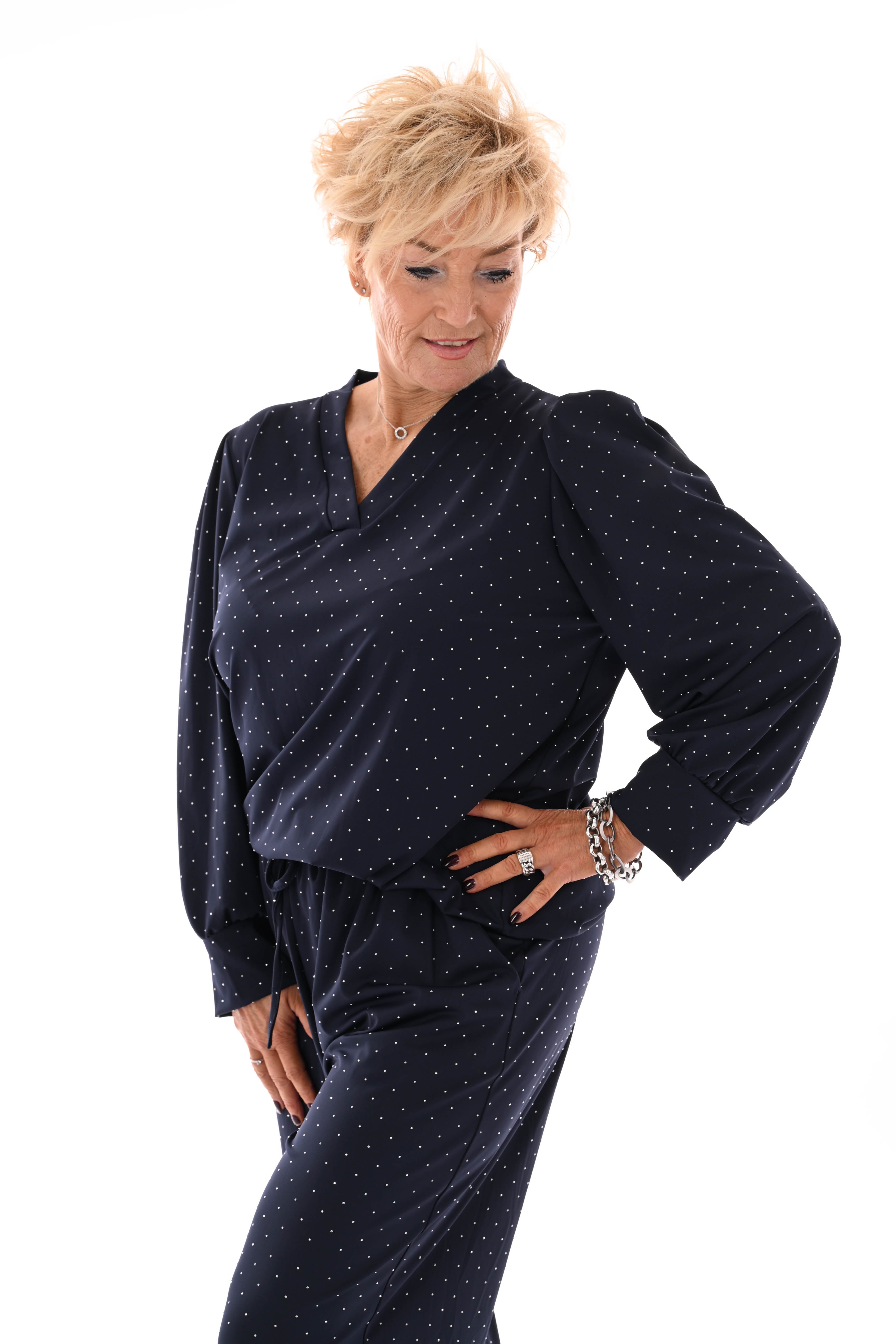 Travel pak met strass marineblauw