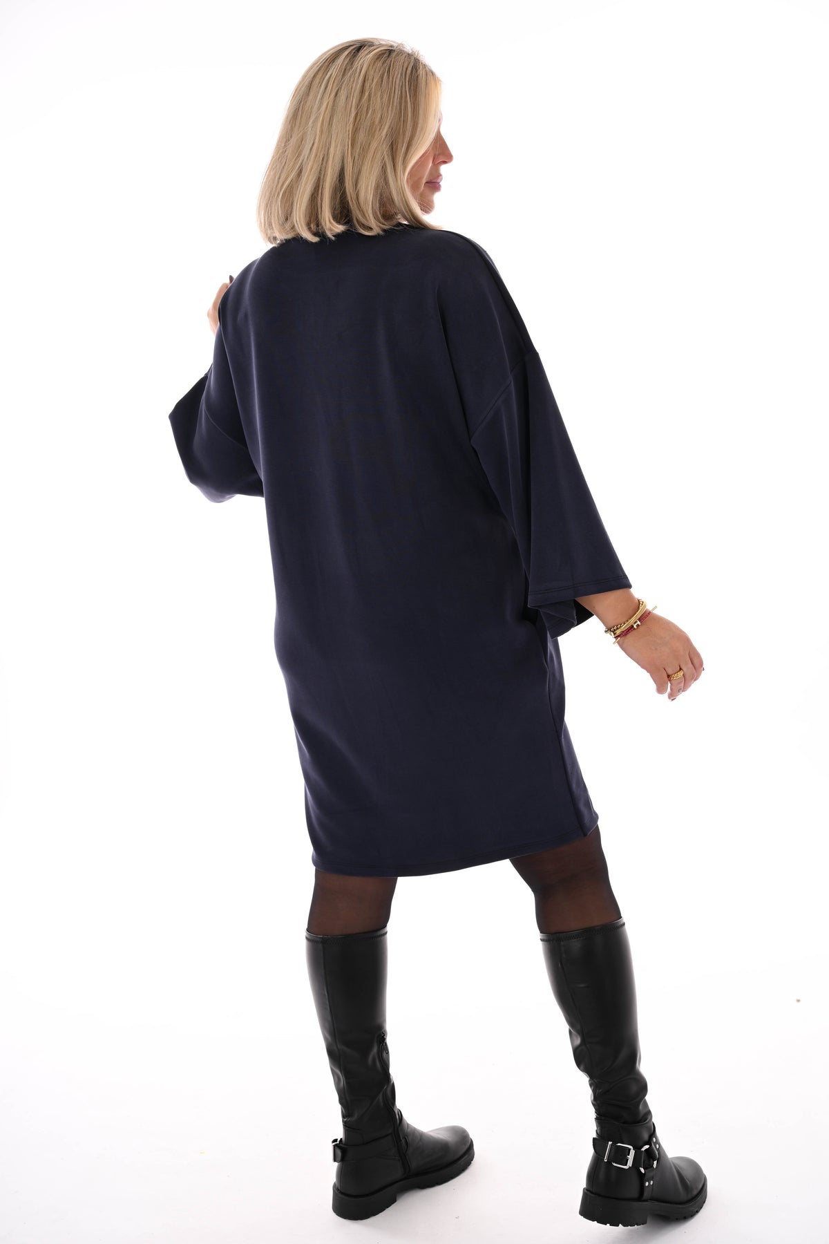 Tuniek met strass wijde mouwen marineblauw