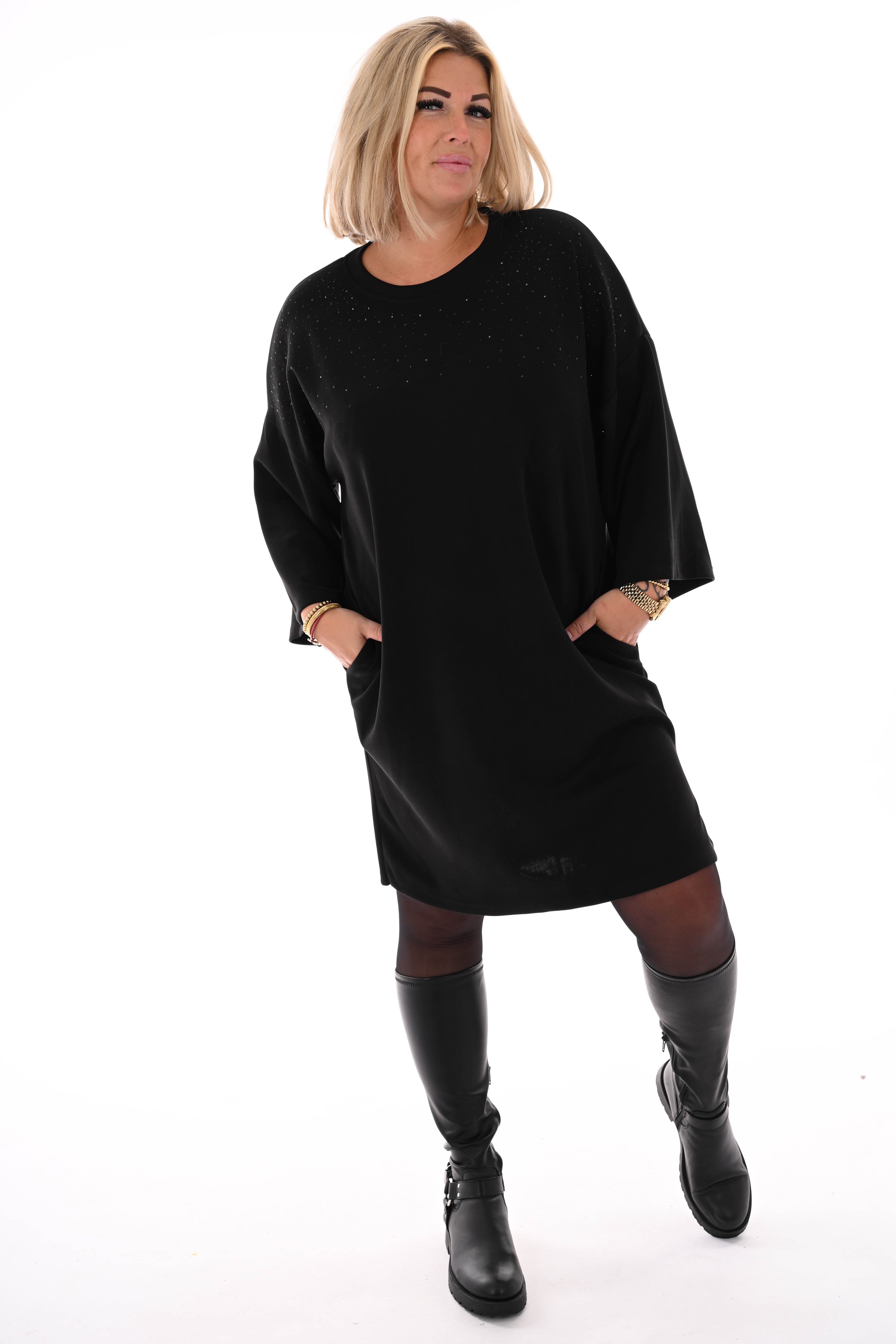 Tuniek met strass wijde mouwen zwart