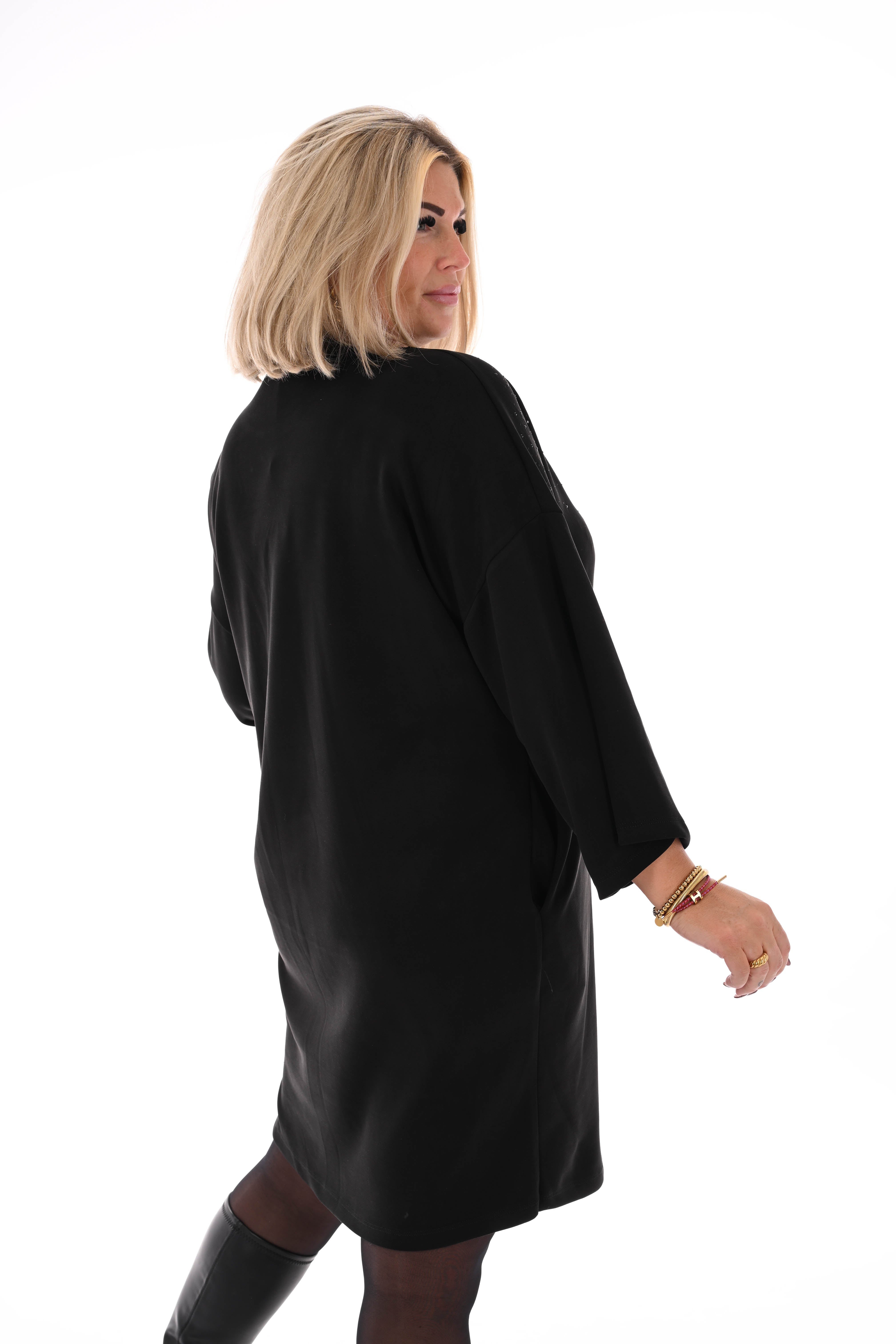 Tuniek met strass wijde mouwen zwart