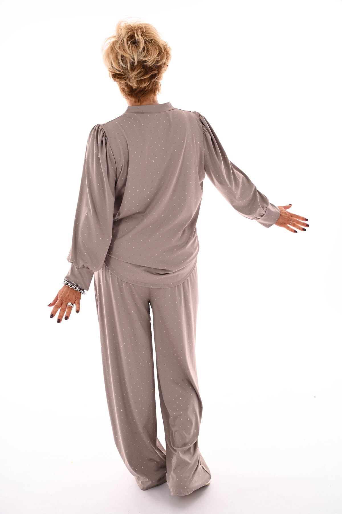 Travel pak met strass taupe