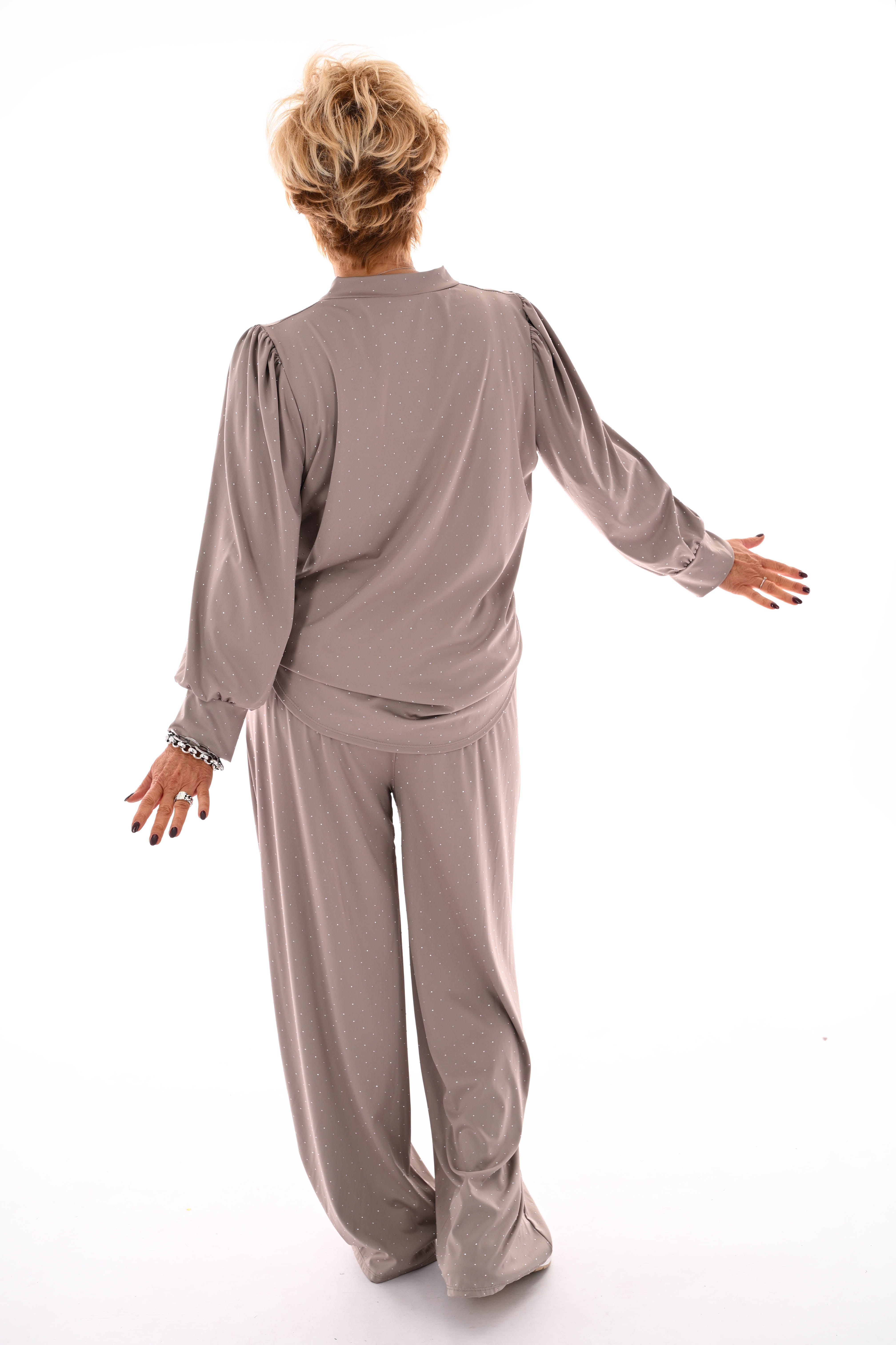 Travel pak met strass taupe