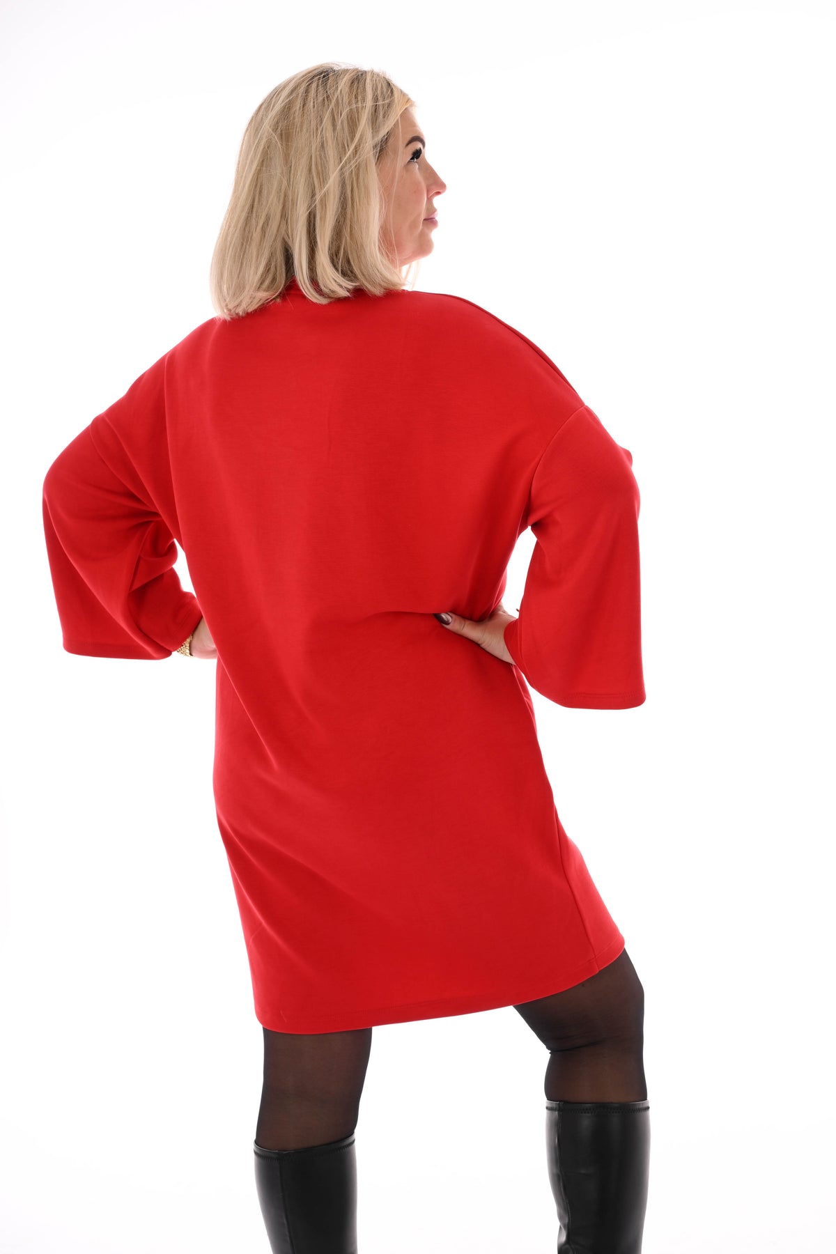 Tuniek met strass wijde mouwen rood