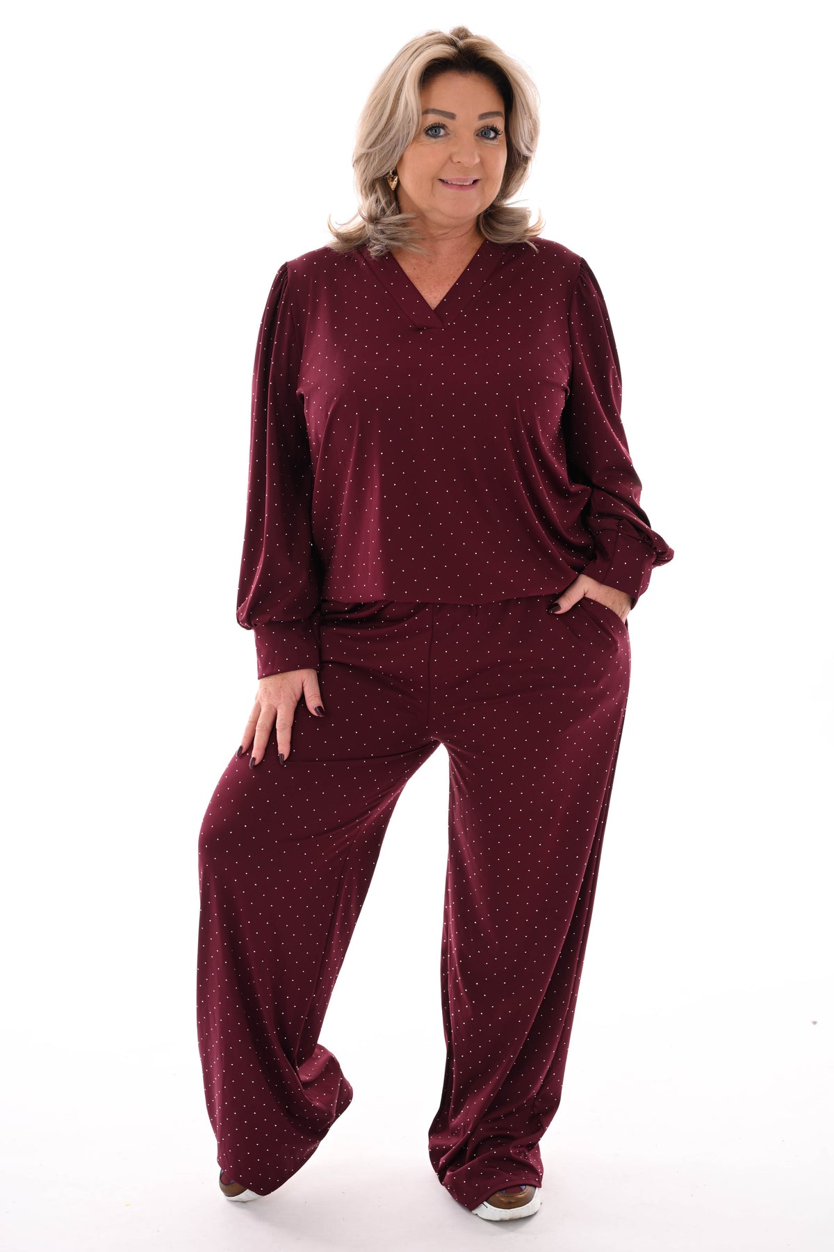 Travel pak met strass bordeaux