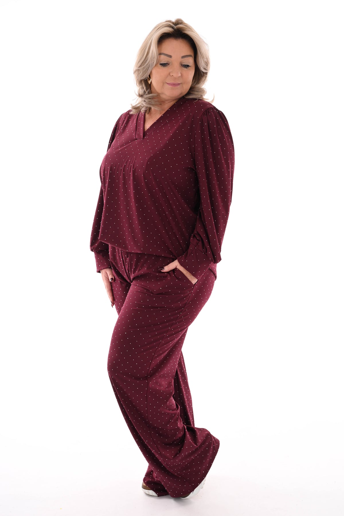 Travel pak met strass bordeaux