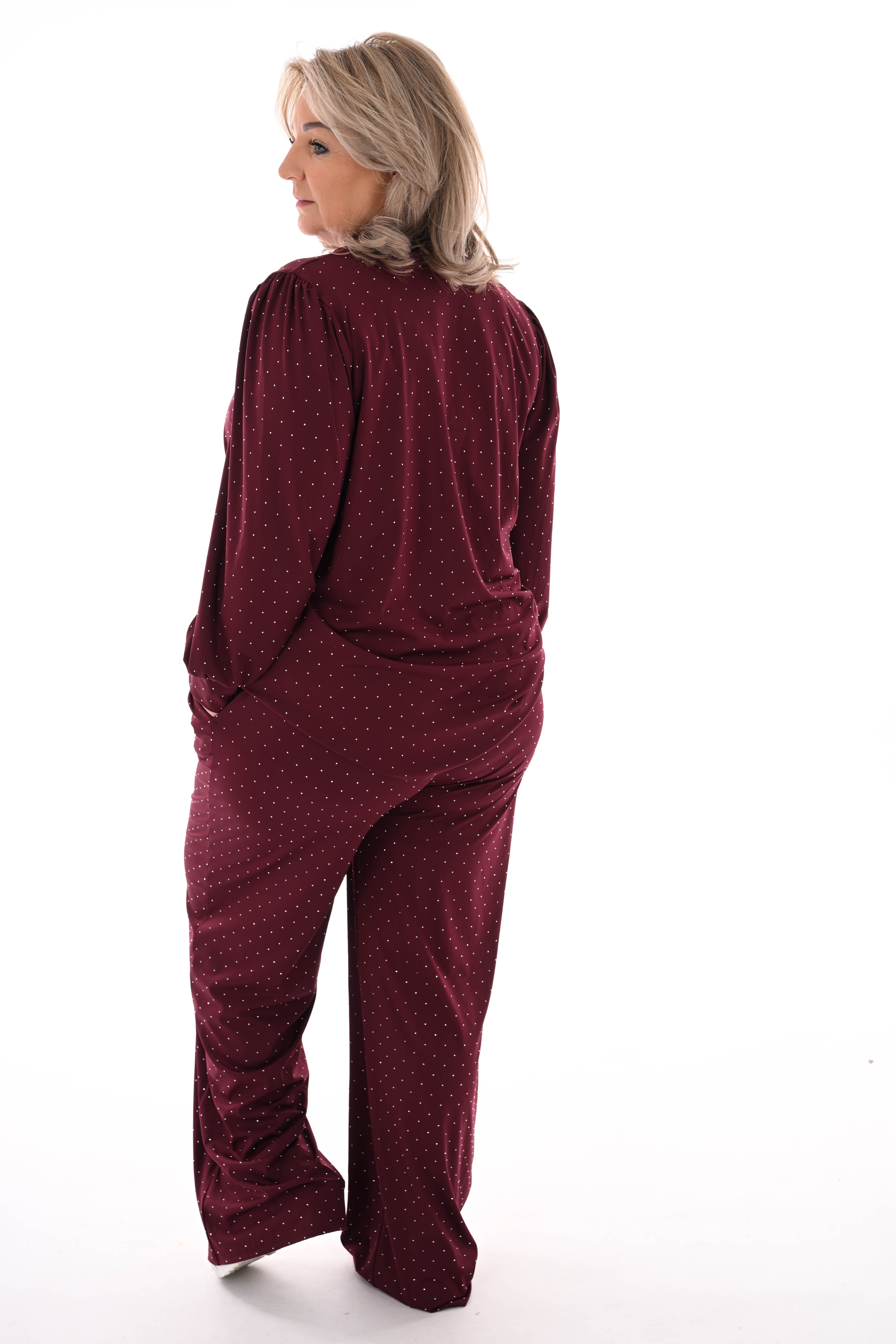 Travel pak met strass bordeaux