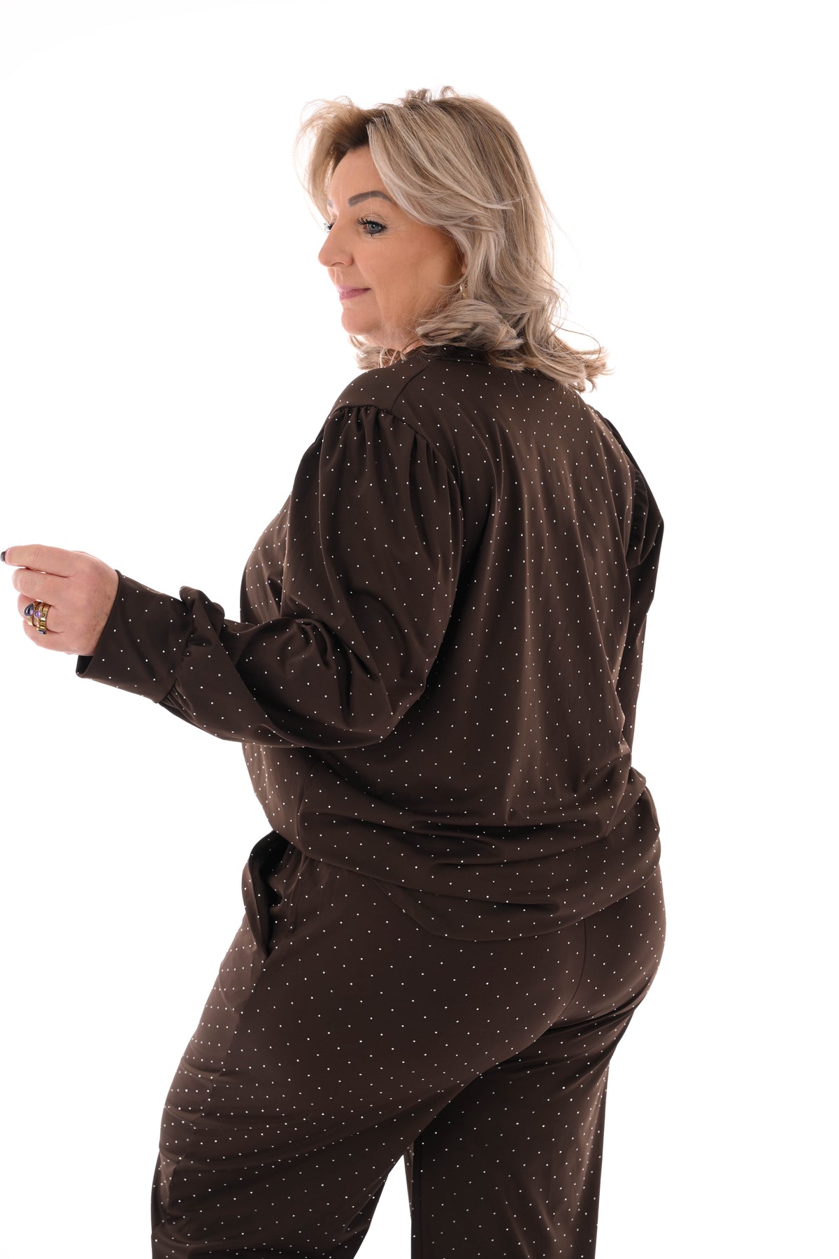 Travel pak met strass donkerbruin