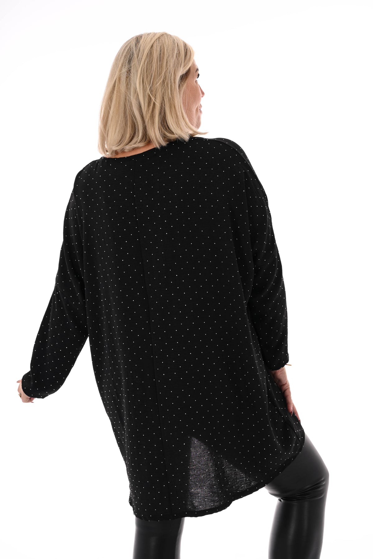 Top strass uni zwart