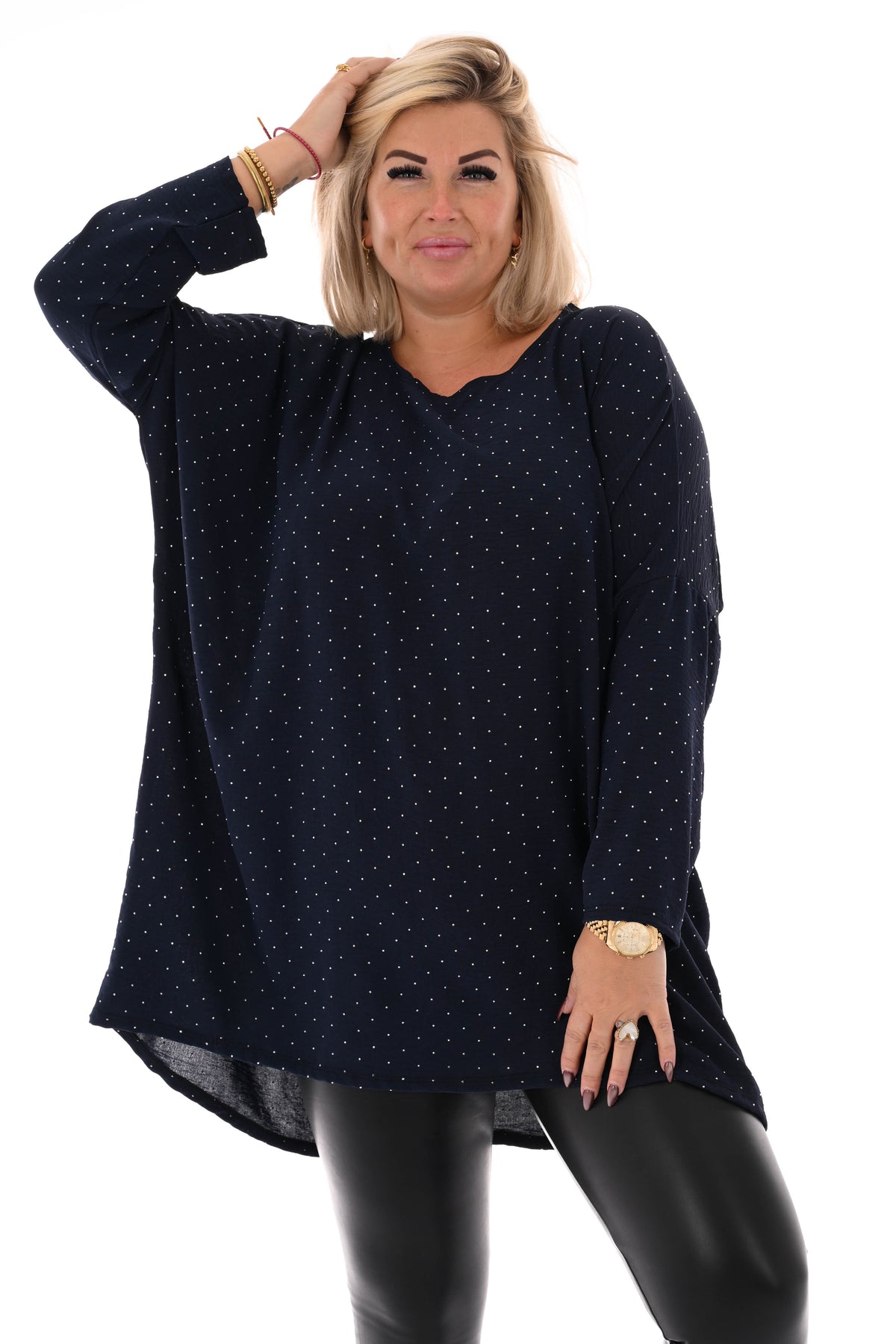 Top strass uni marineblauw