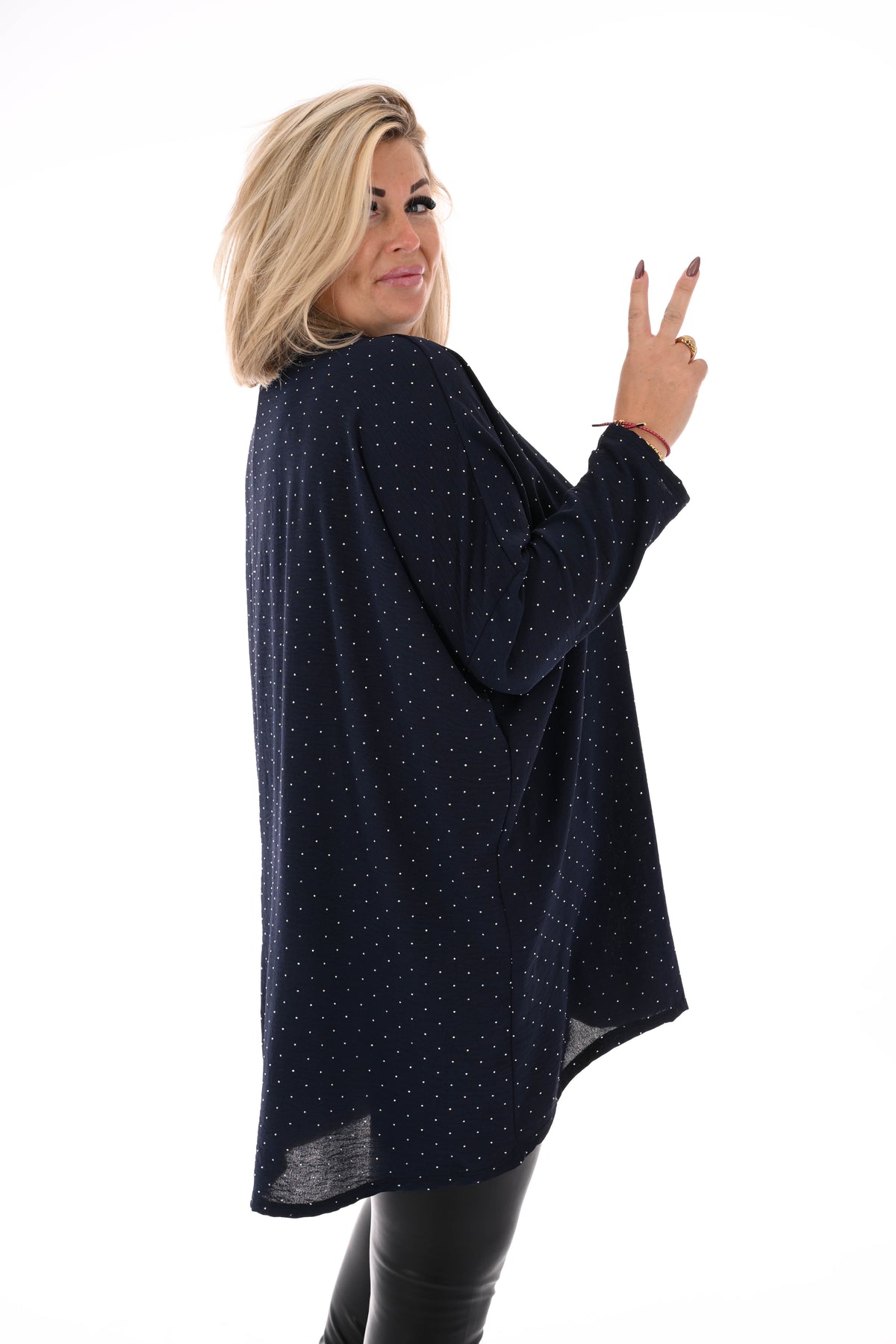 Top strass uni marineblauw