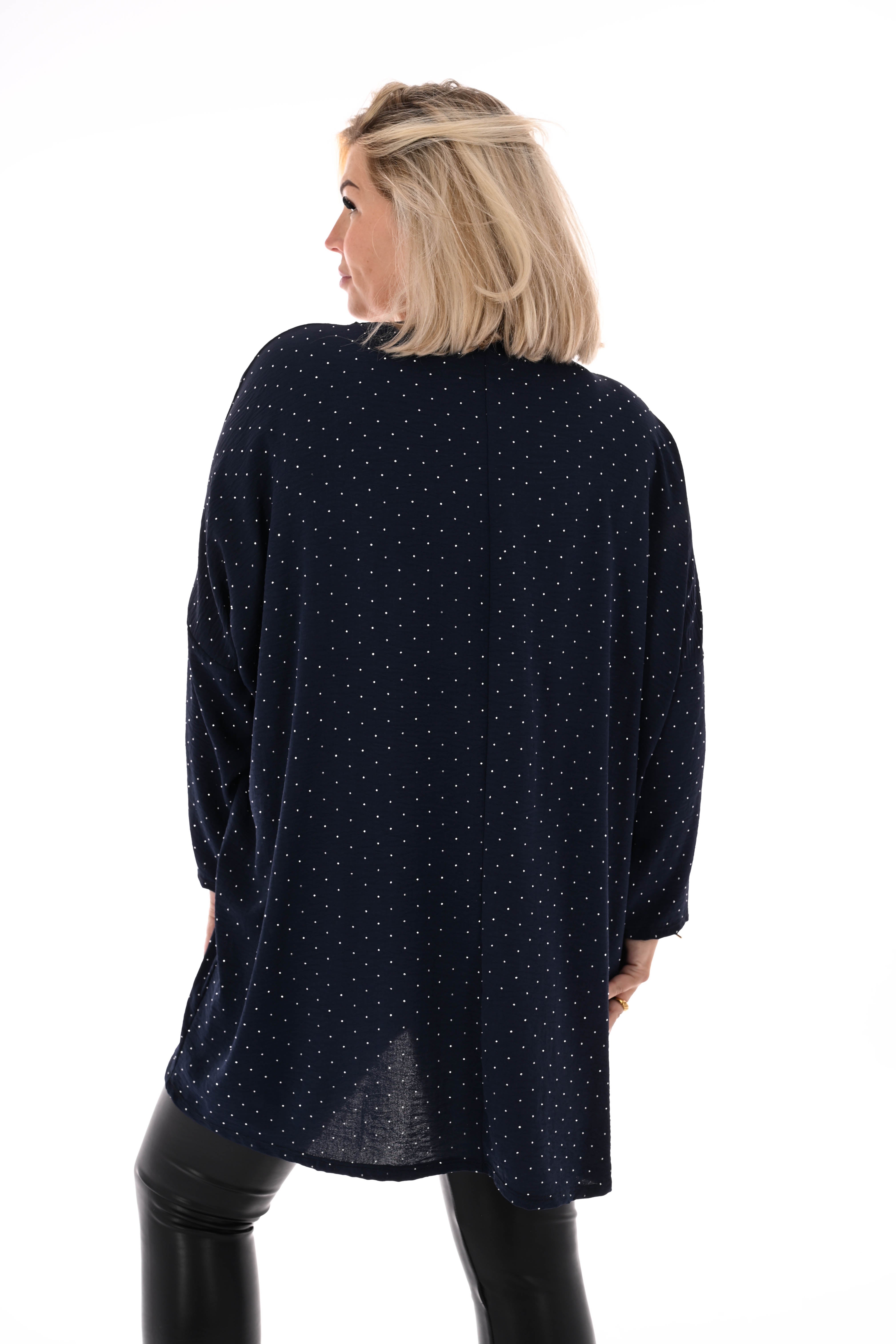 Top strass uni marineblauw