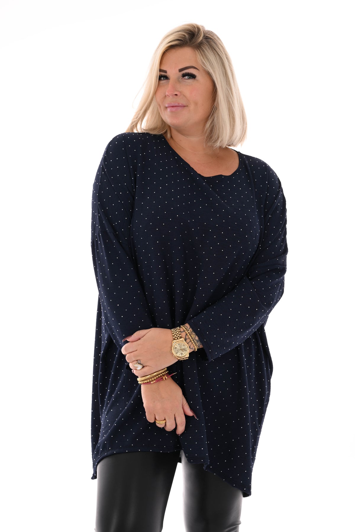 Top strass uni marineblauw