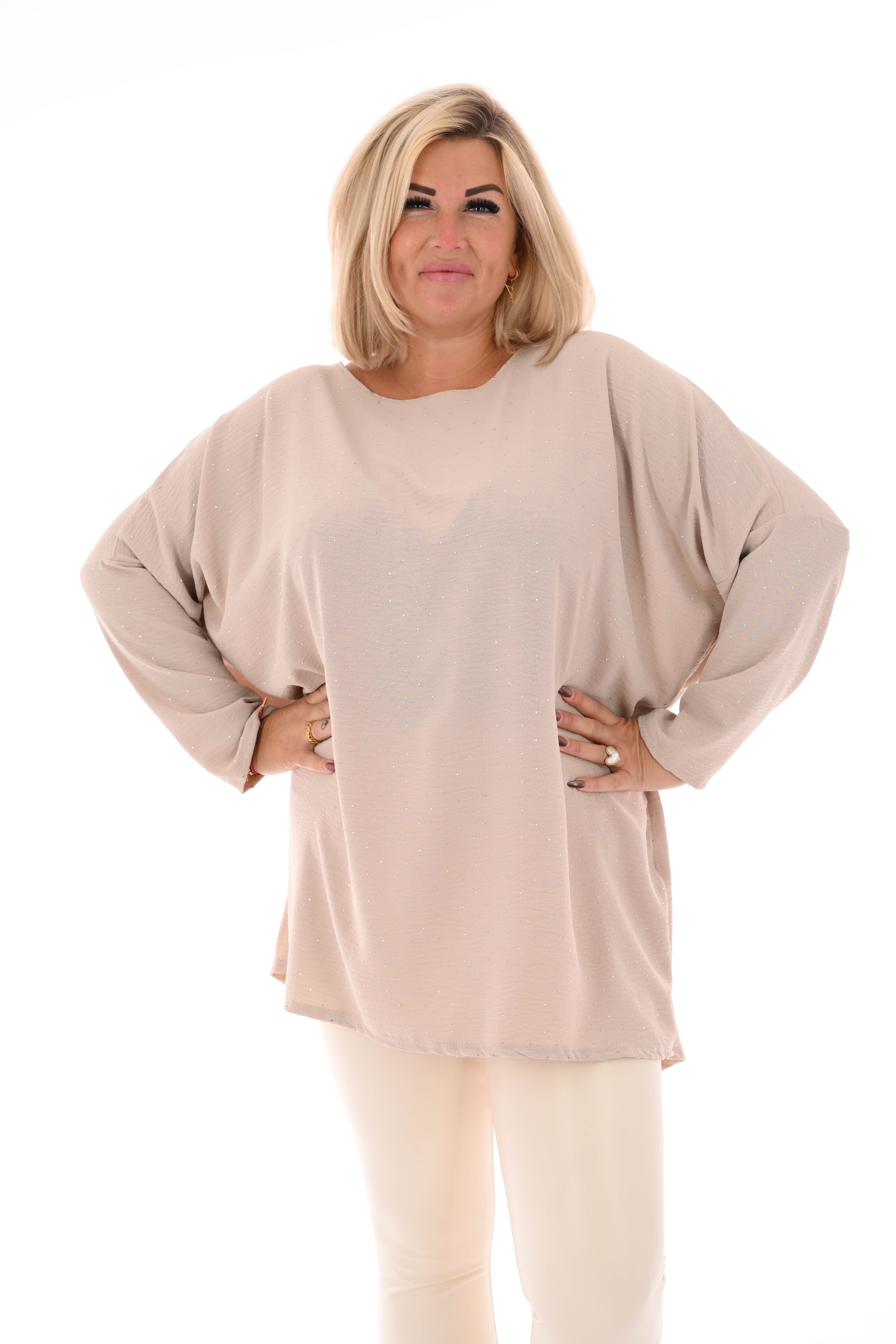 Top strass uni beige