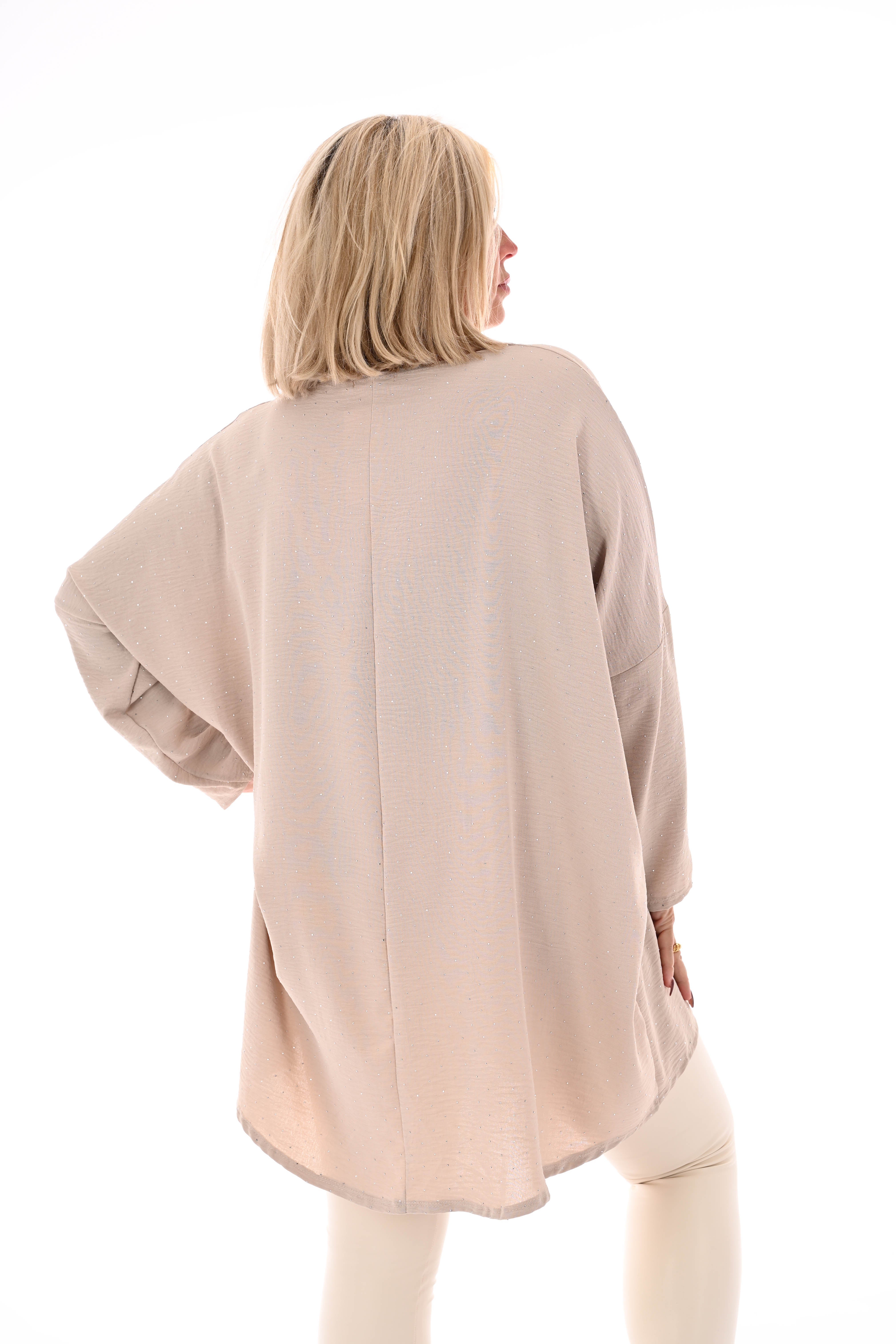Top strass uni beige