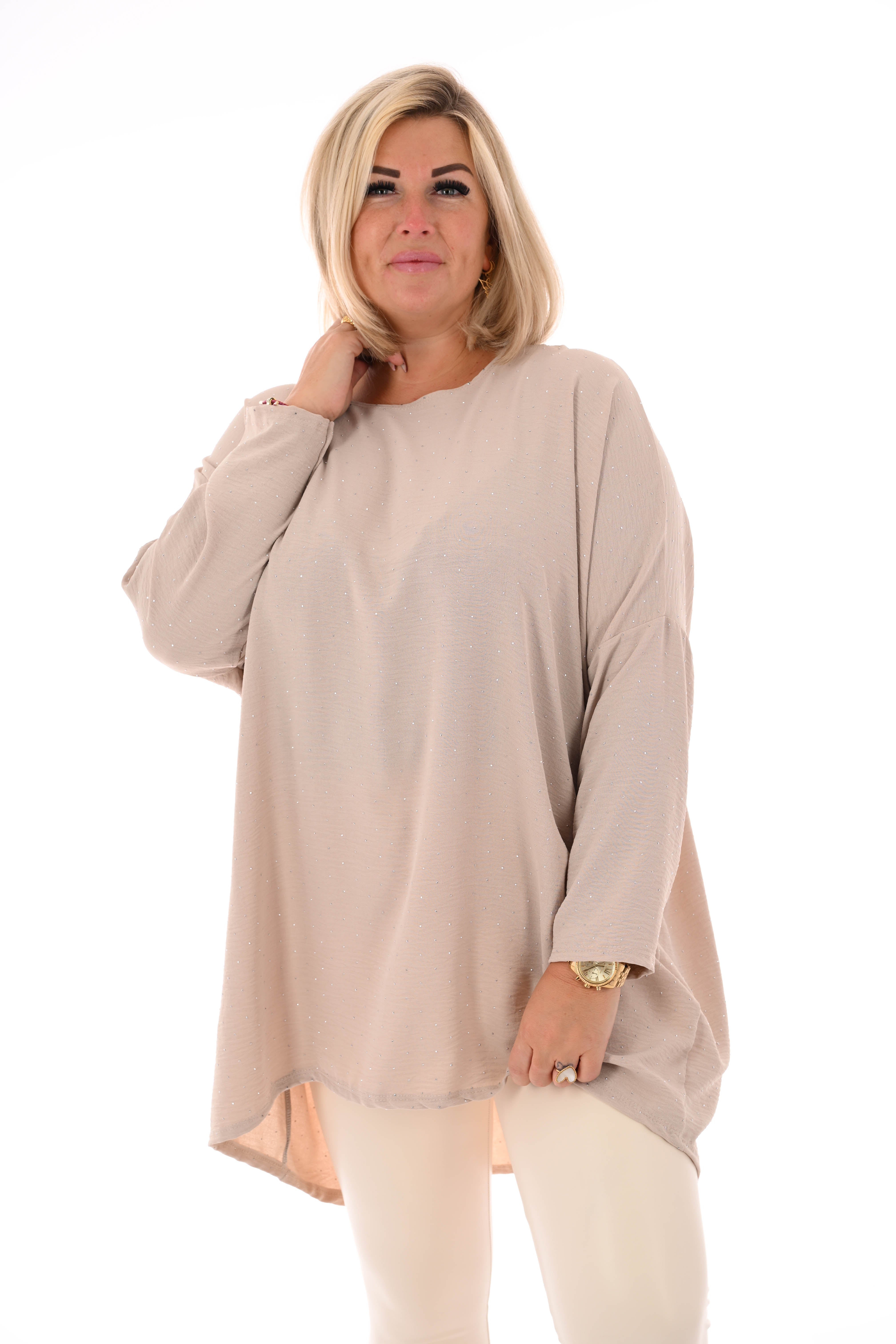 Top strass uni beige