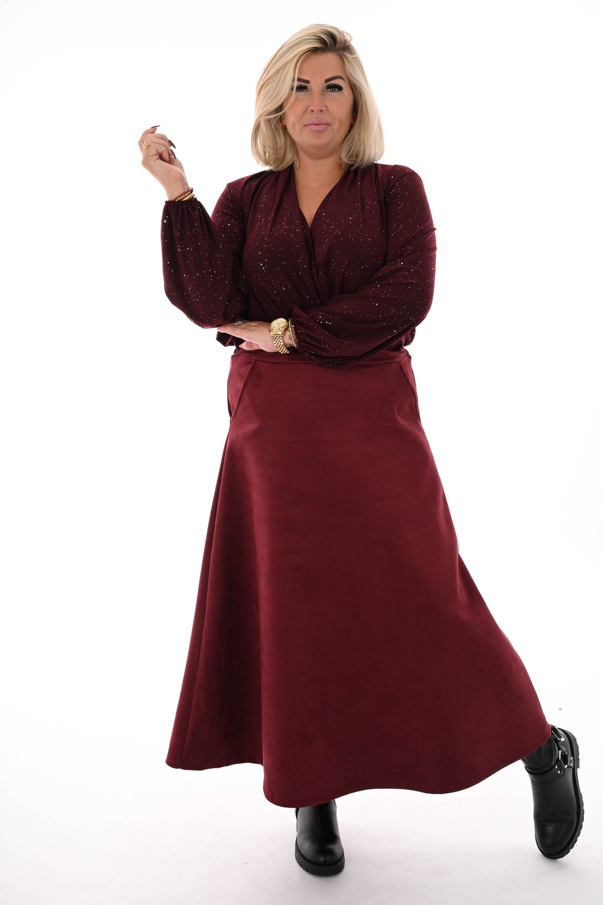 Lange rok suedelook bordeaux