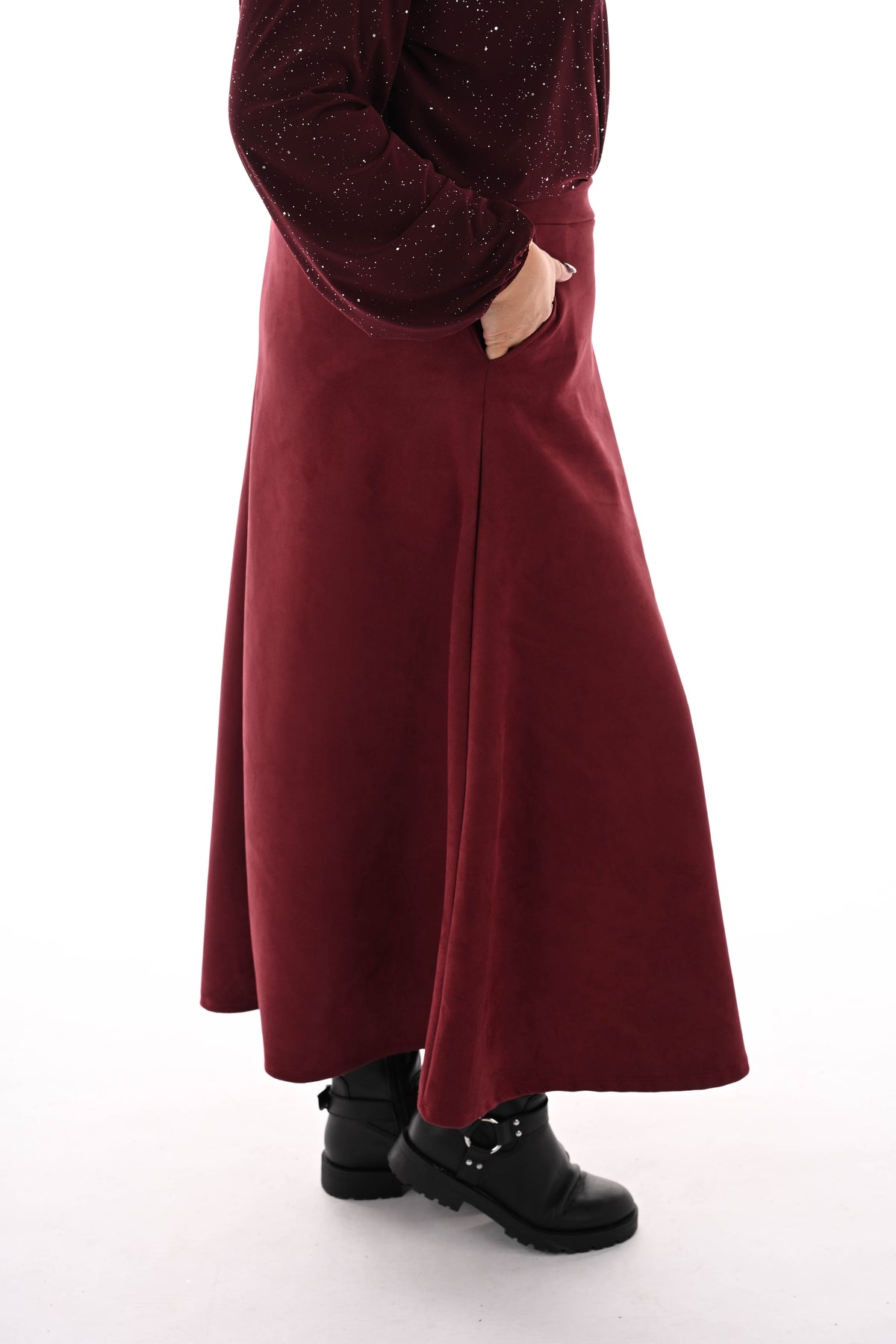 Lange rok suedelook bordeaux