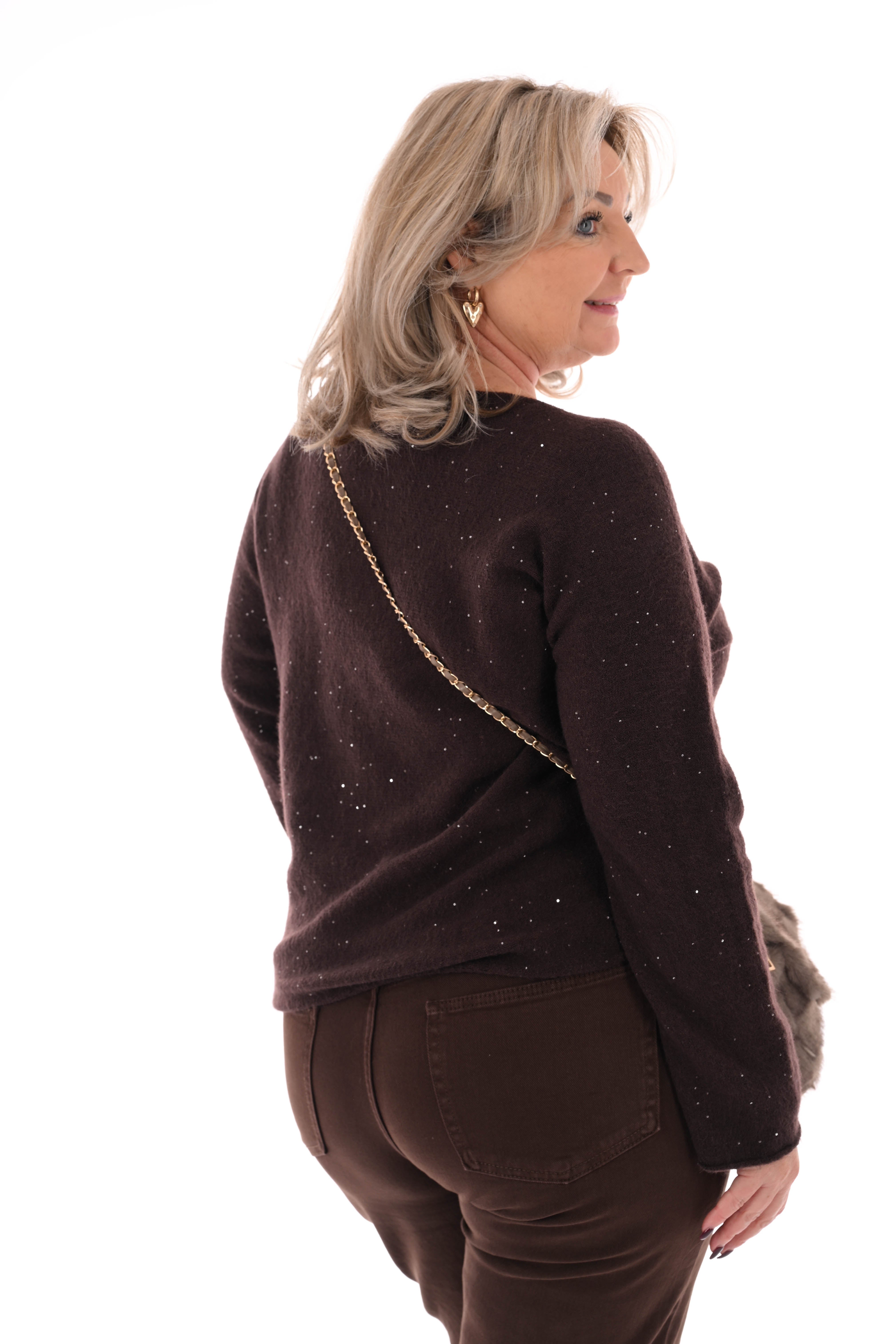 Klein faux fur crossbody tas taupe