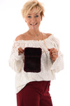 Crossbody faux fur vierkant telefoon tasje bordeaux