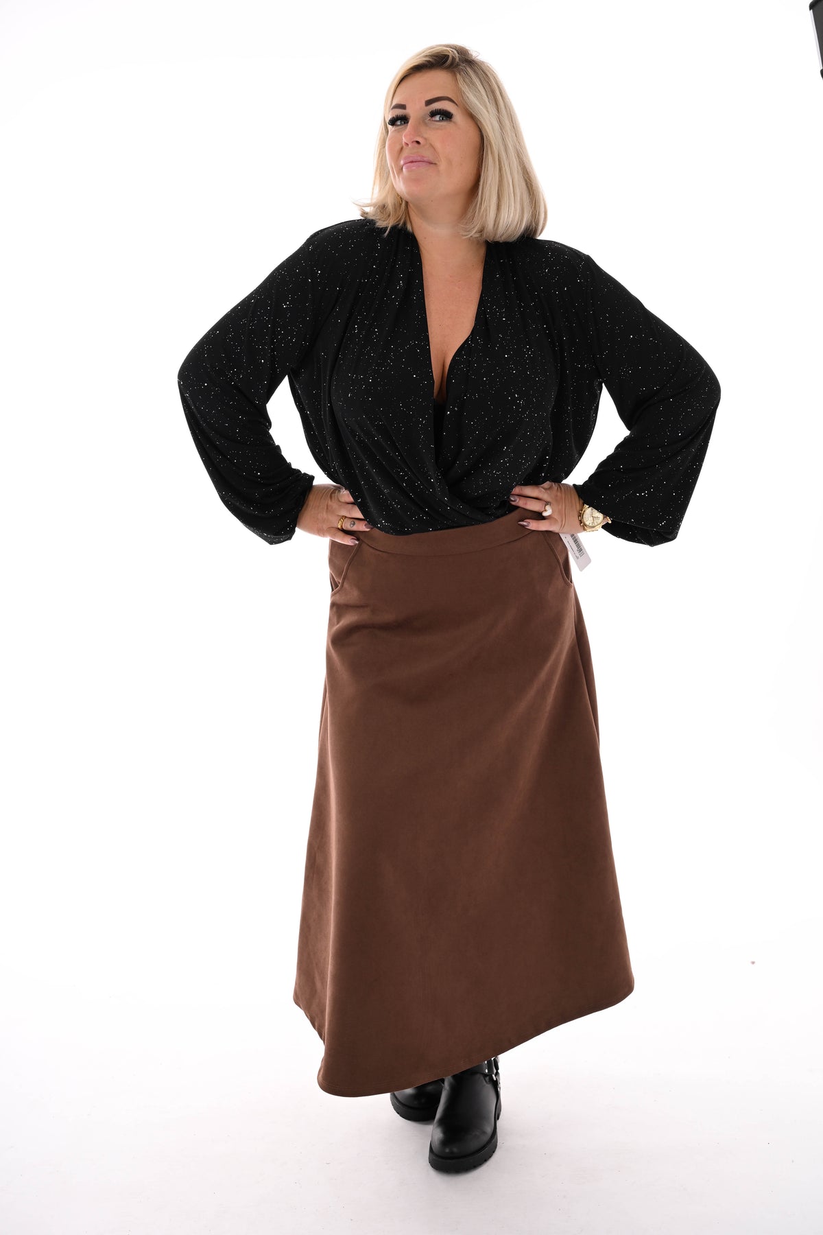 Body overslag met glitter zwart