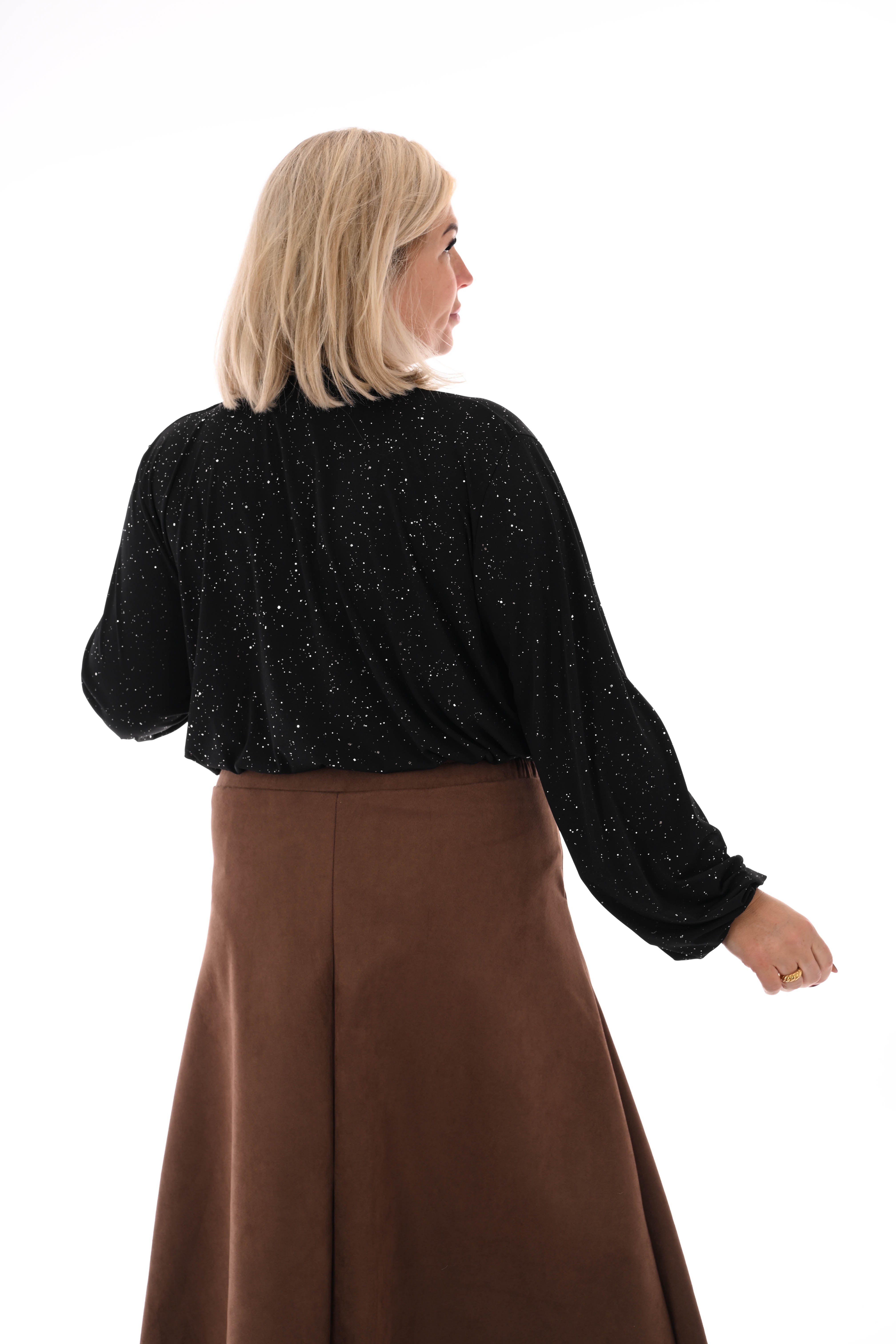 Body overslag met glitter zwart