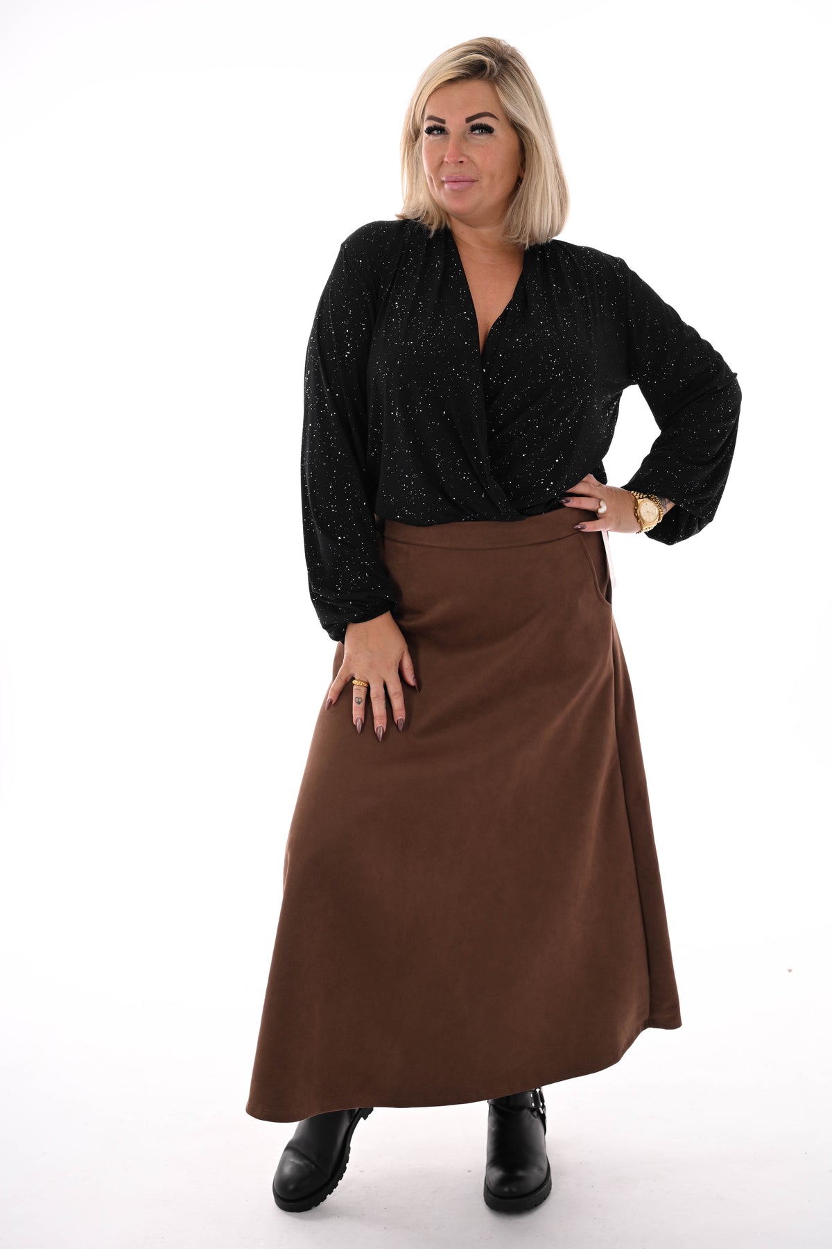 Body overslag met glitter zwart