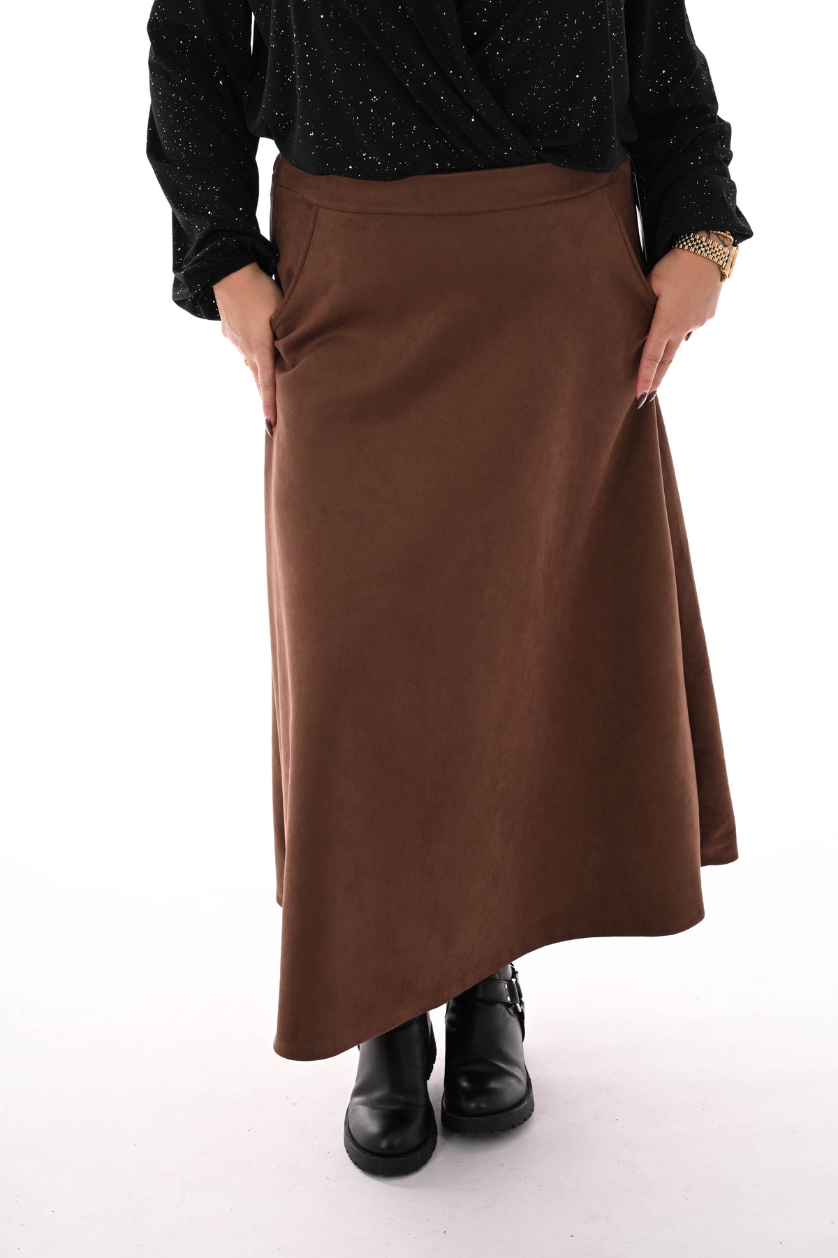 Lange rok suedelook bruin