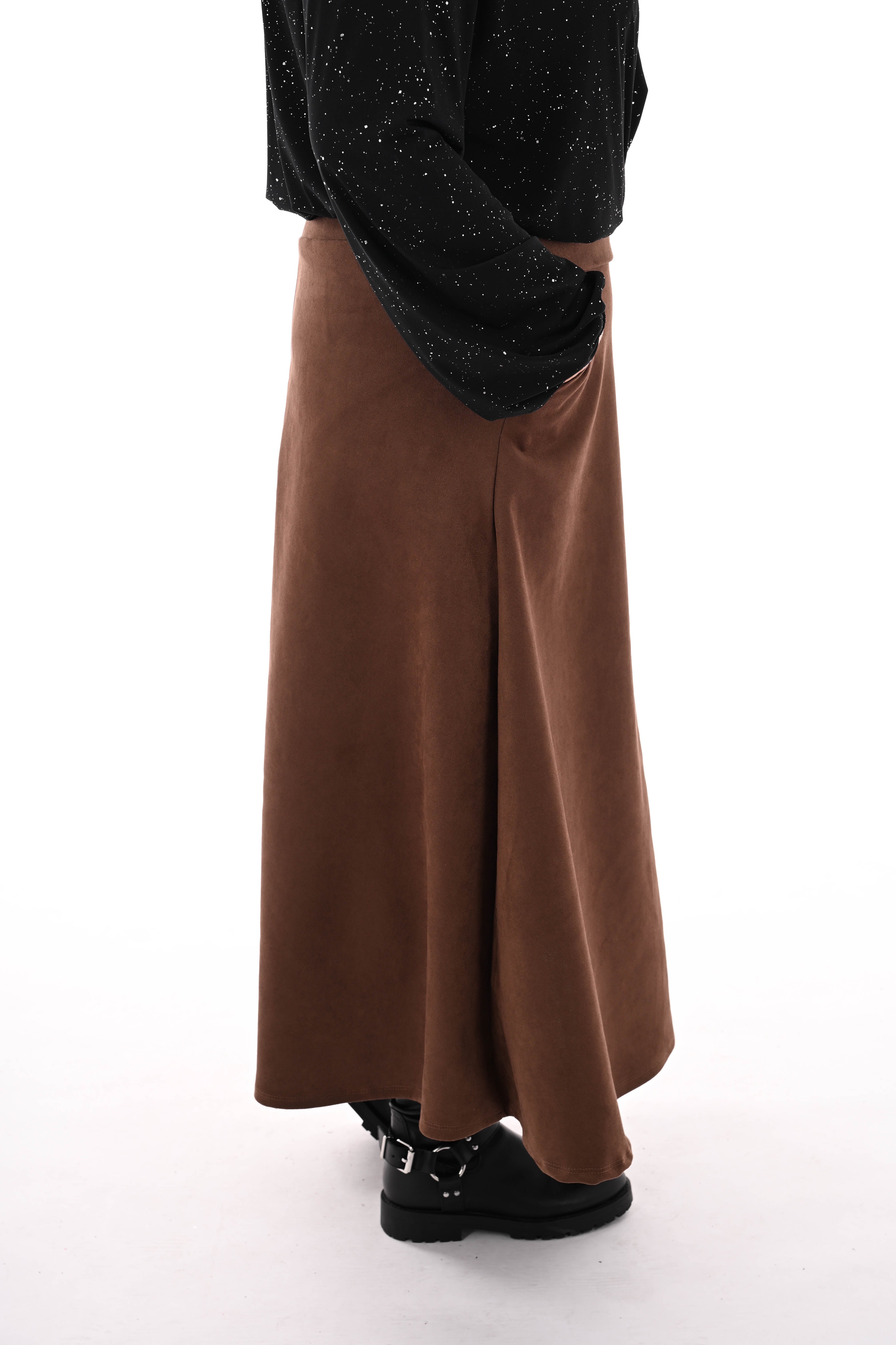 Lange rok suedelook bruin