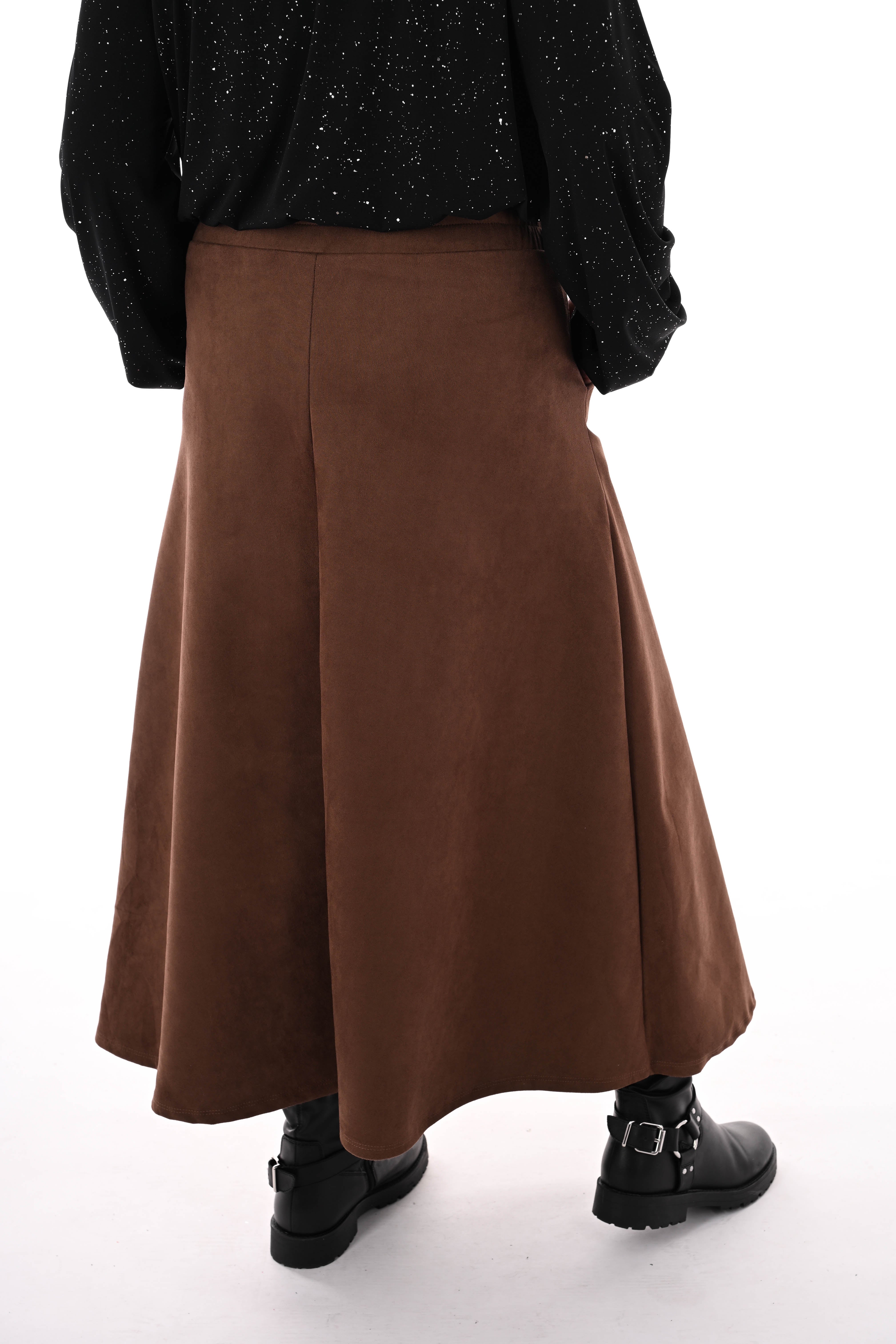 Lange rok suedelook bruin