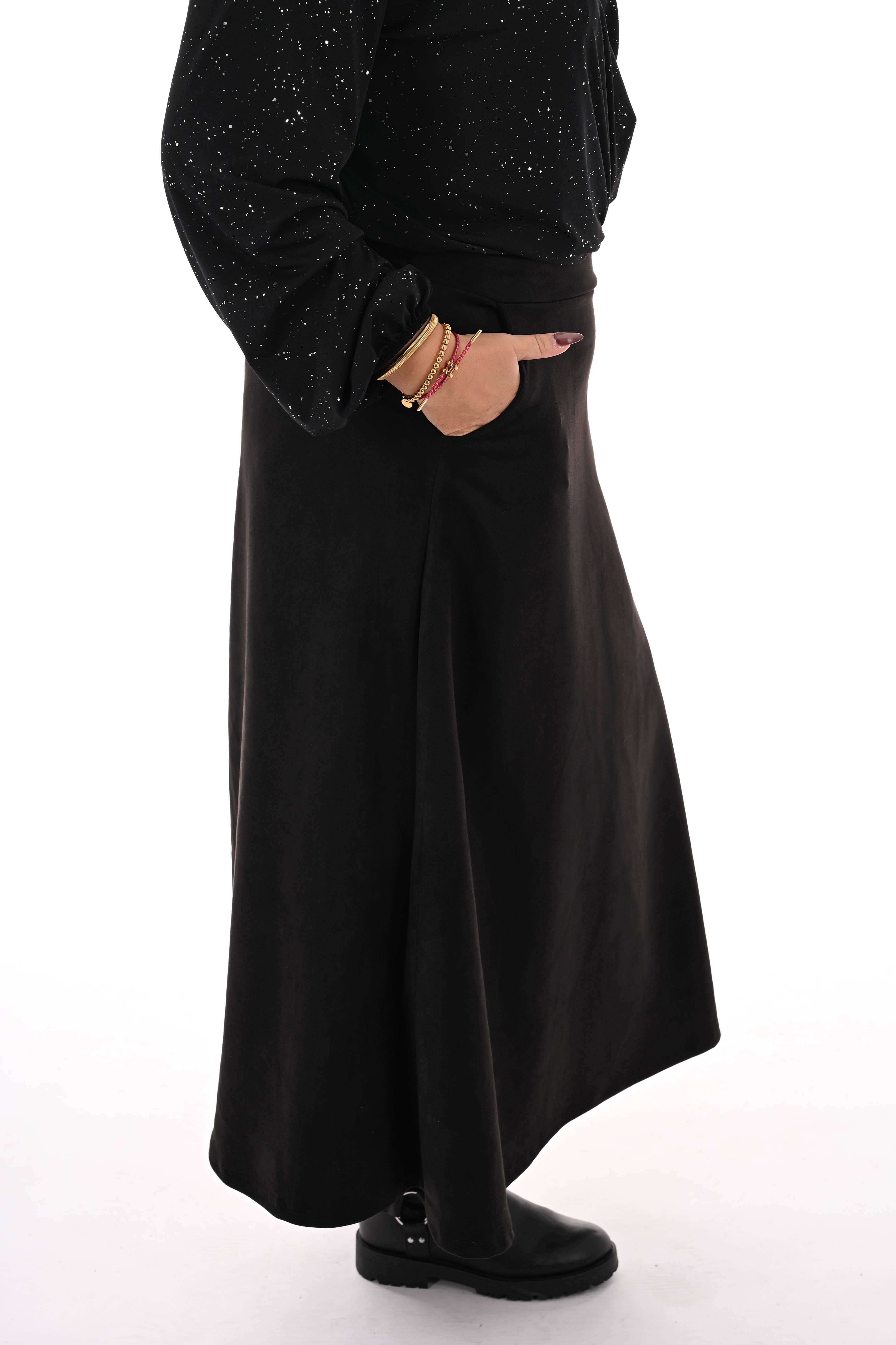 Lange rok suedelook zwart