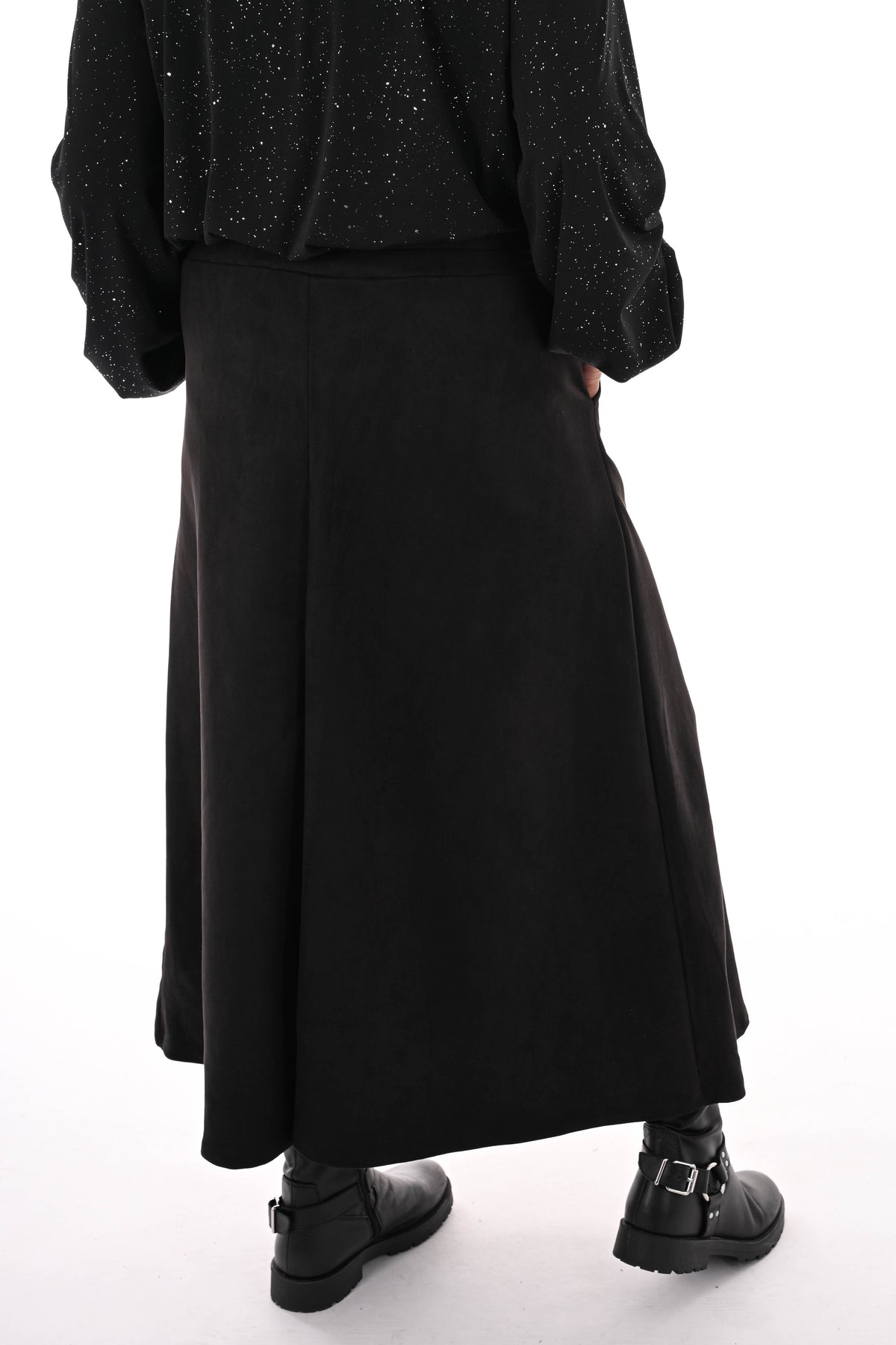 Lange rok suedelook zwart