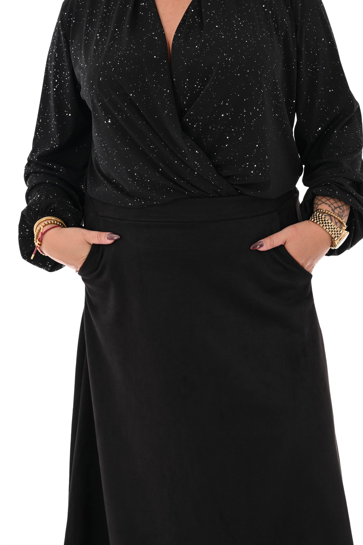 Lange rok suedelook zwart