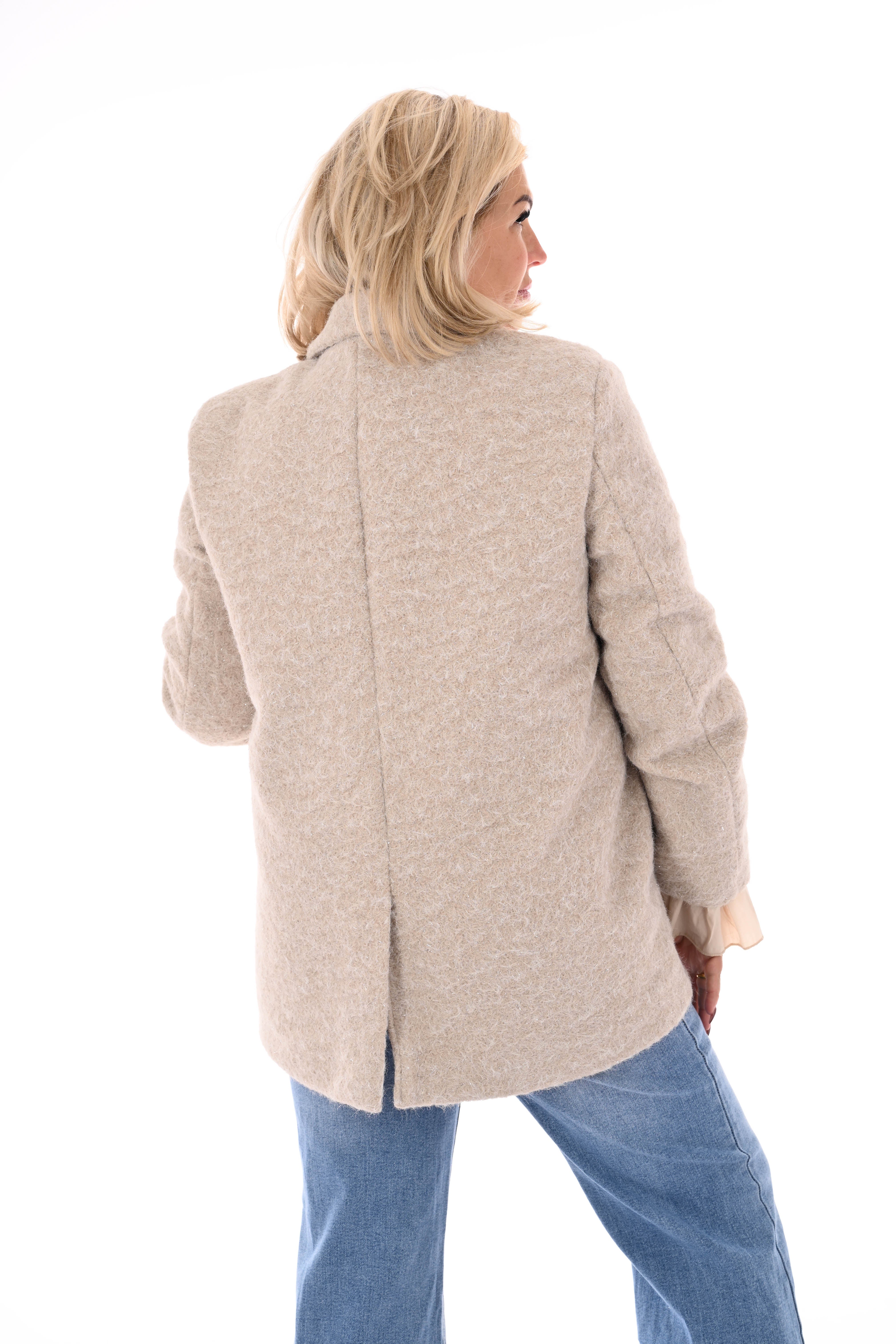 Wavy boucle blazer beige