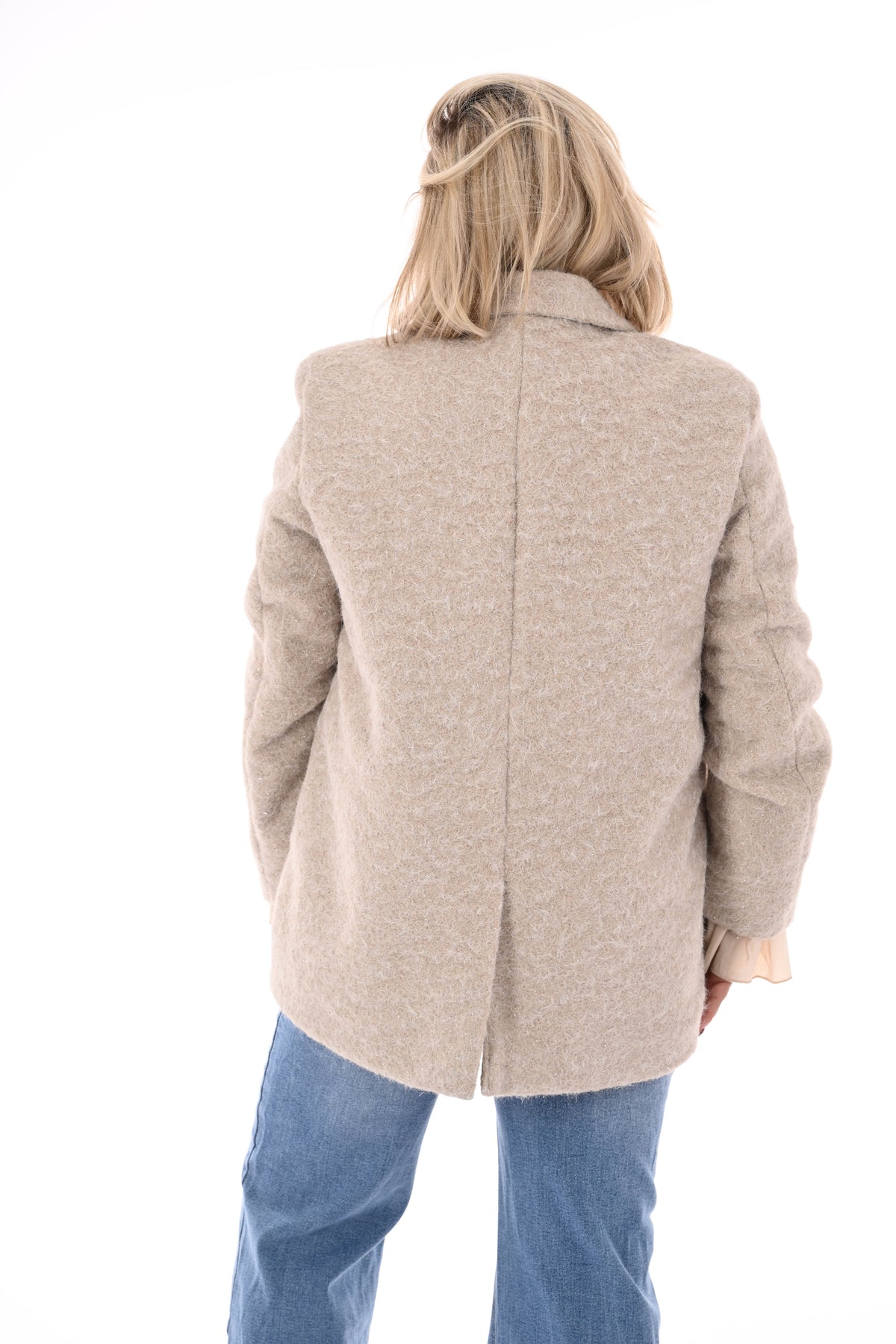 Wavy boucle blazer beige